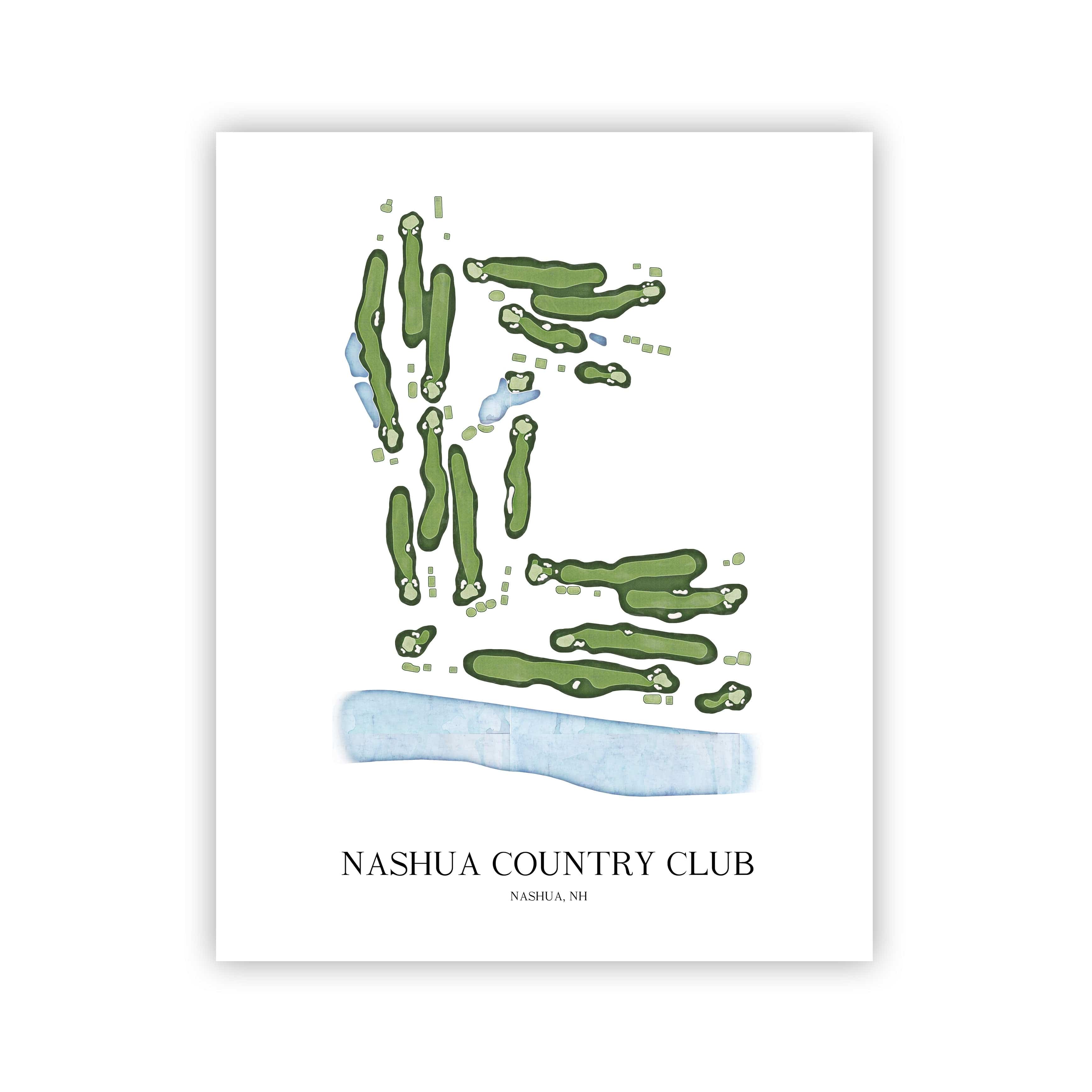 The 19th Hole Golf Shop - Golf Course Prints - Nashua Country Club Golf Course Map Golf Map