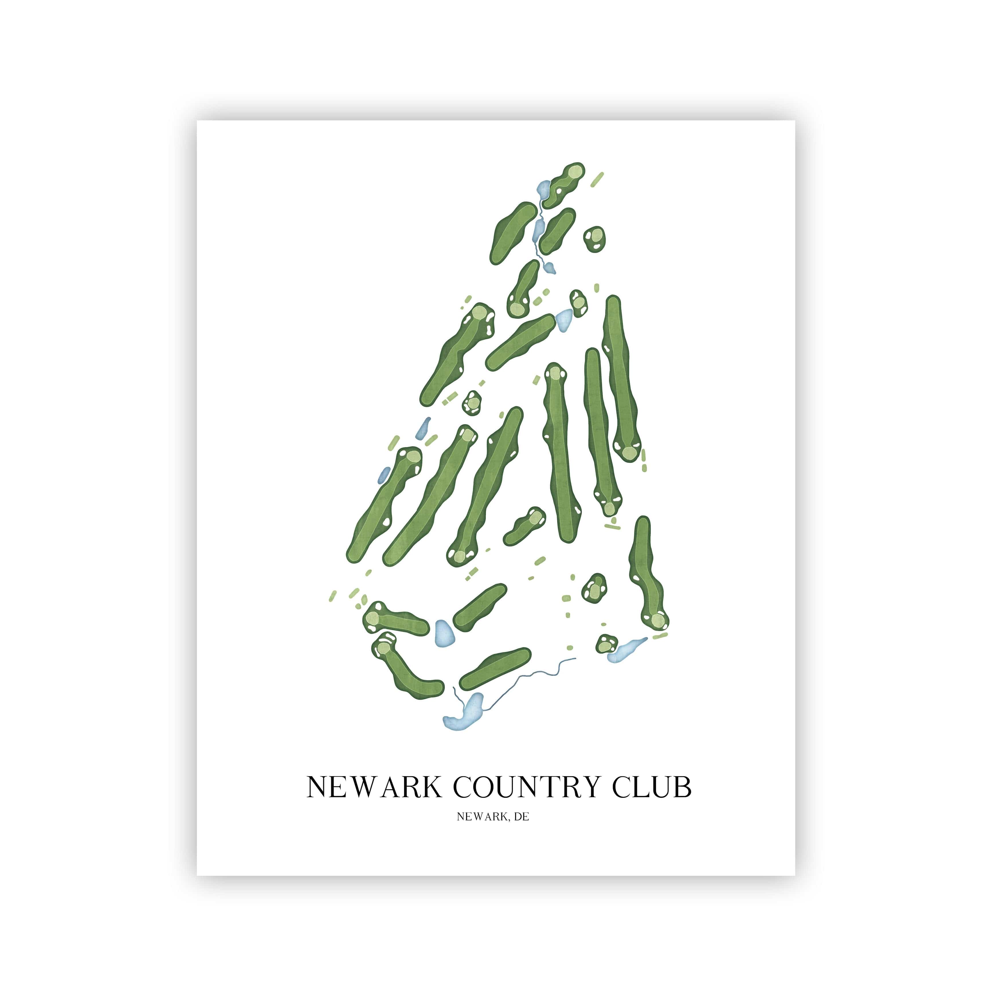 The 19th Hole Golf Shop - Golf Course Prints - Newark Country Club Golf Course Map Golf Map