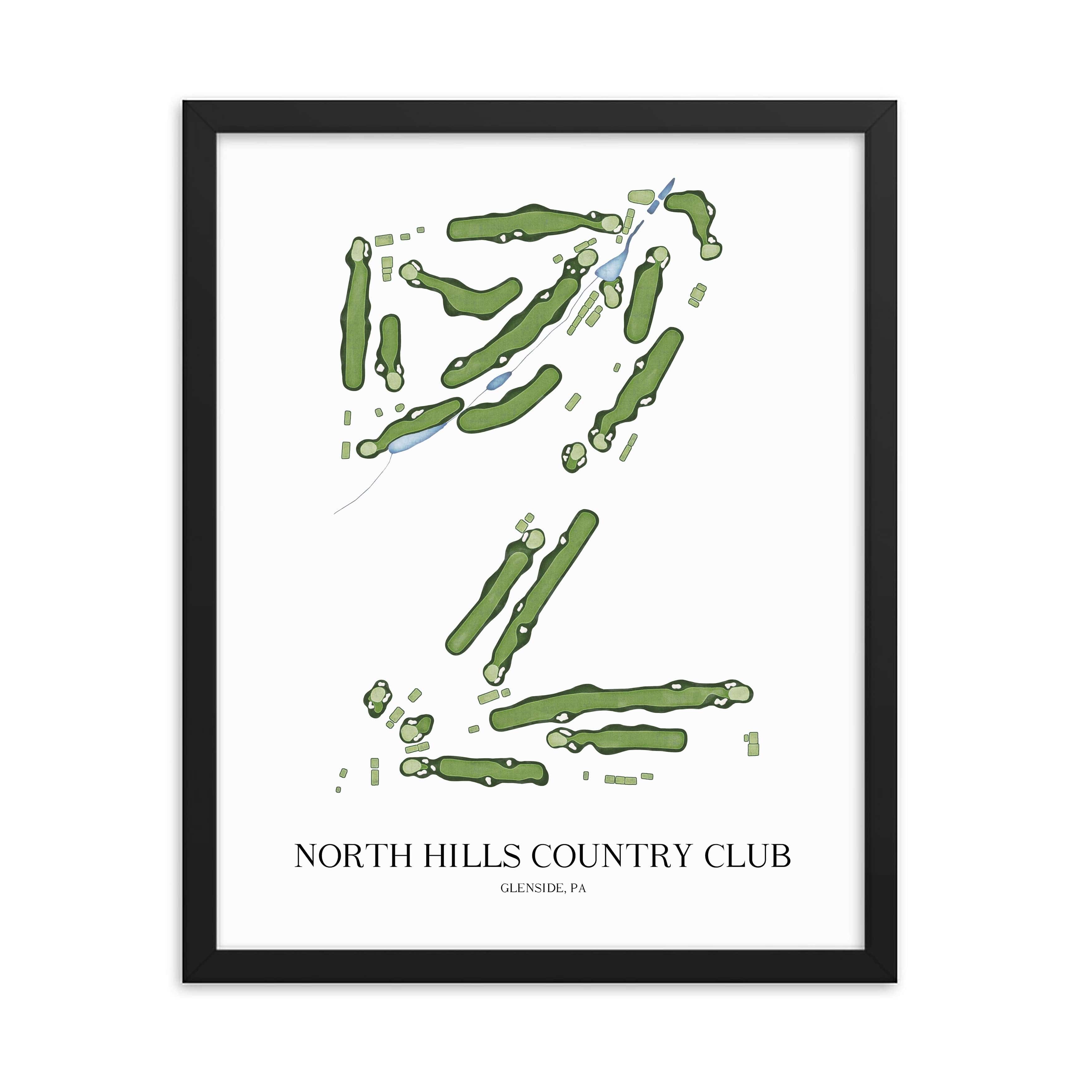 The 19th Hole Golf Shop - Golf Course Prints - North Hills Country Club Golf Course Map Golf Map