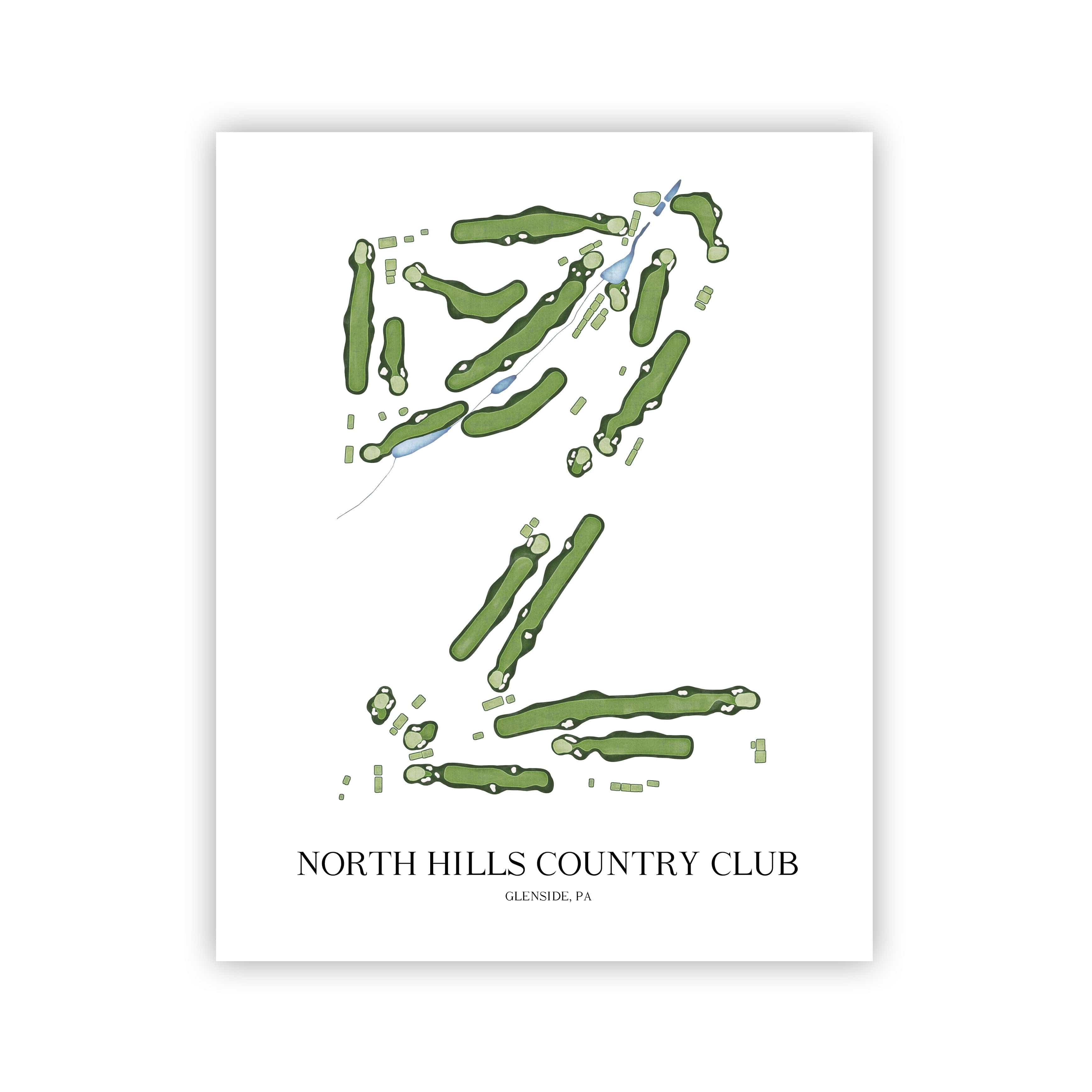 The 19th Hole Golf Shop - Golf Course Prints - North Hills Country Club Golf Course Map Golf Map