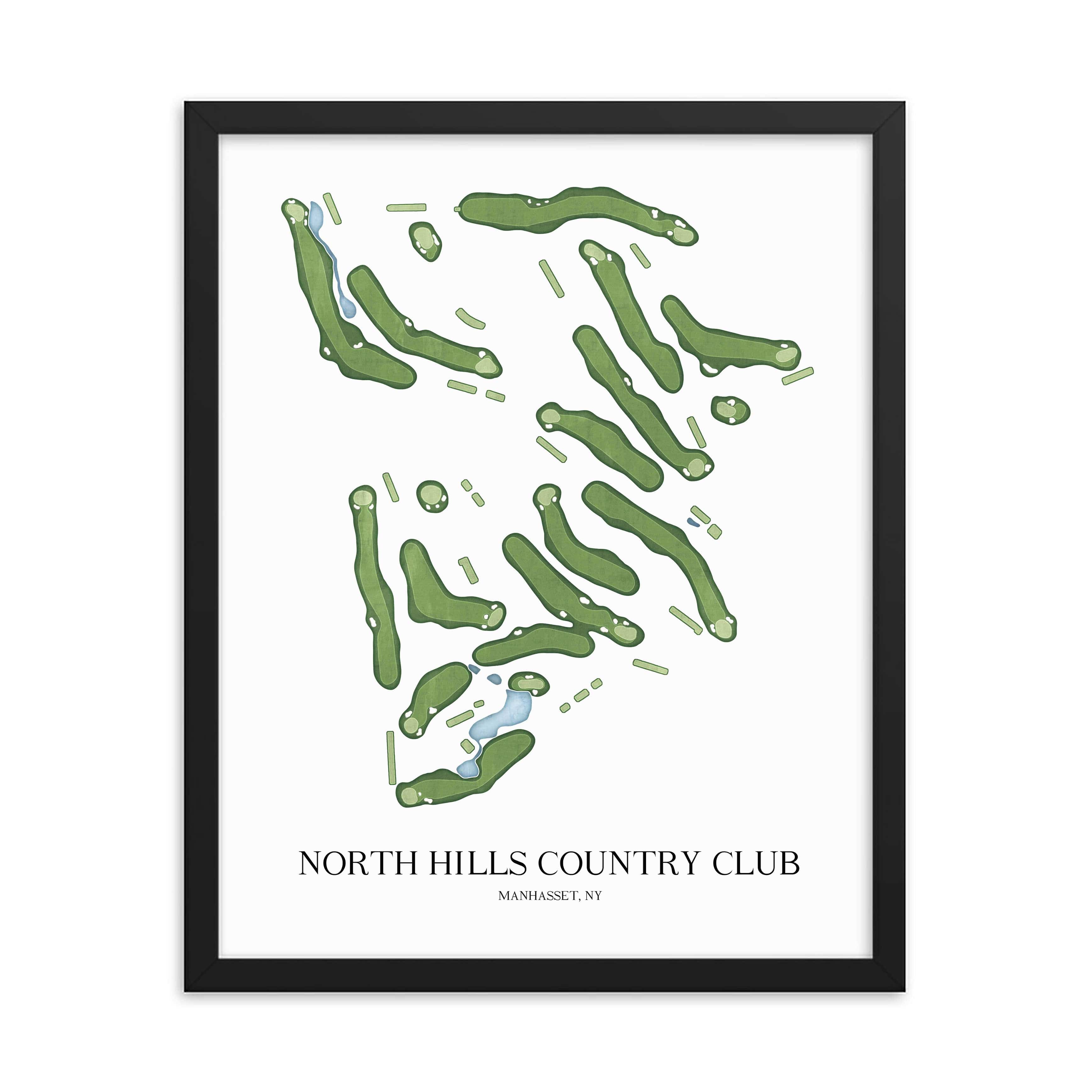 The 19th Hole Golf Shop - Golf Course Prints - North Hills Country Club - NY Golf Course Map Golf Map