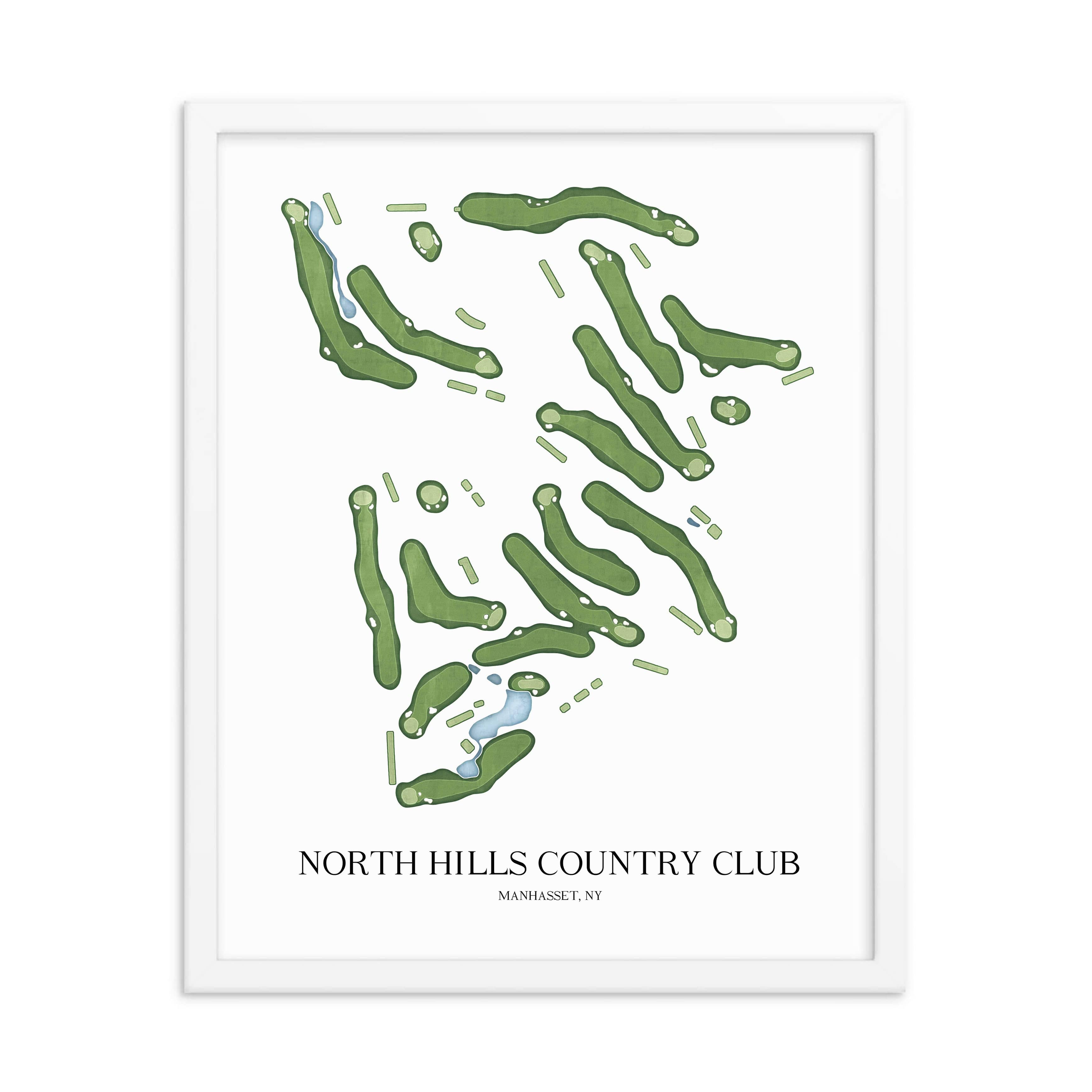 The 19th Hole Golf Shop - Golf Course Prints - North Hills Country Club - NY Golf Course Map Golf Map