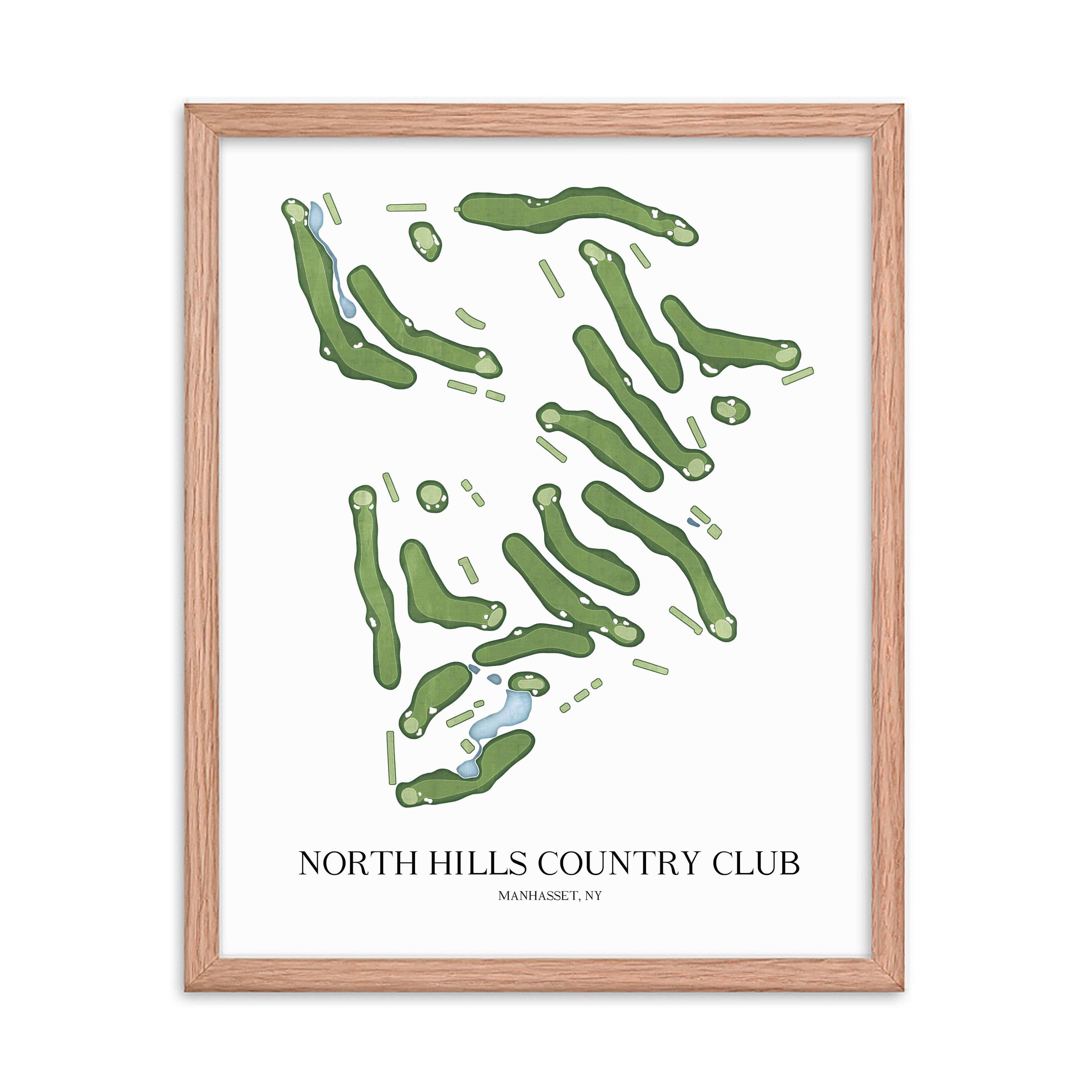 The 19th Hole Golf Shop - Golf Course Prints - North Hills Country Club - NY Golf Course Map Golf Map