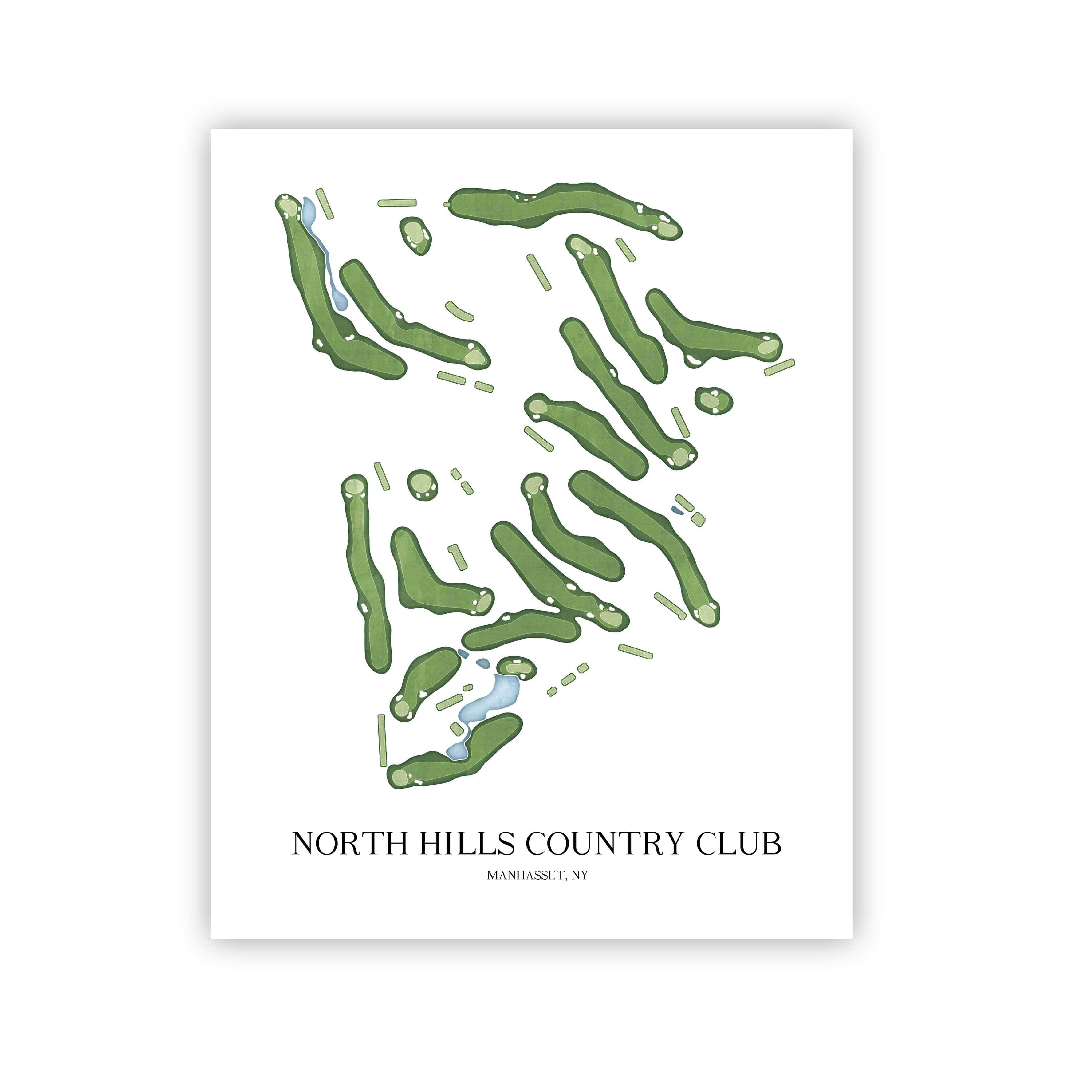 The 19th Hole Golf Shop - Golf Course Prints - North Hills Country Club - NY Golf Course Map Golf Map