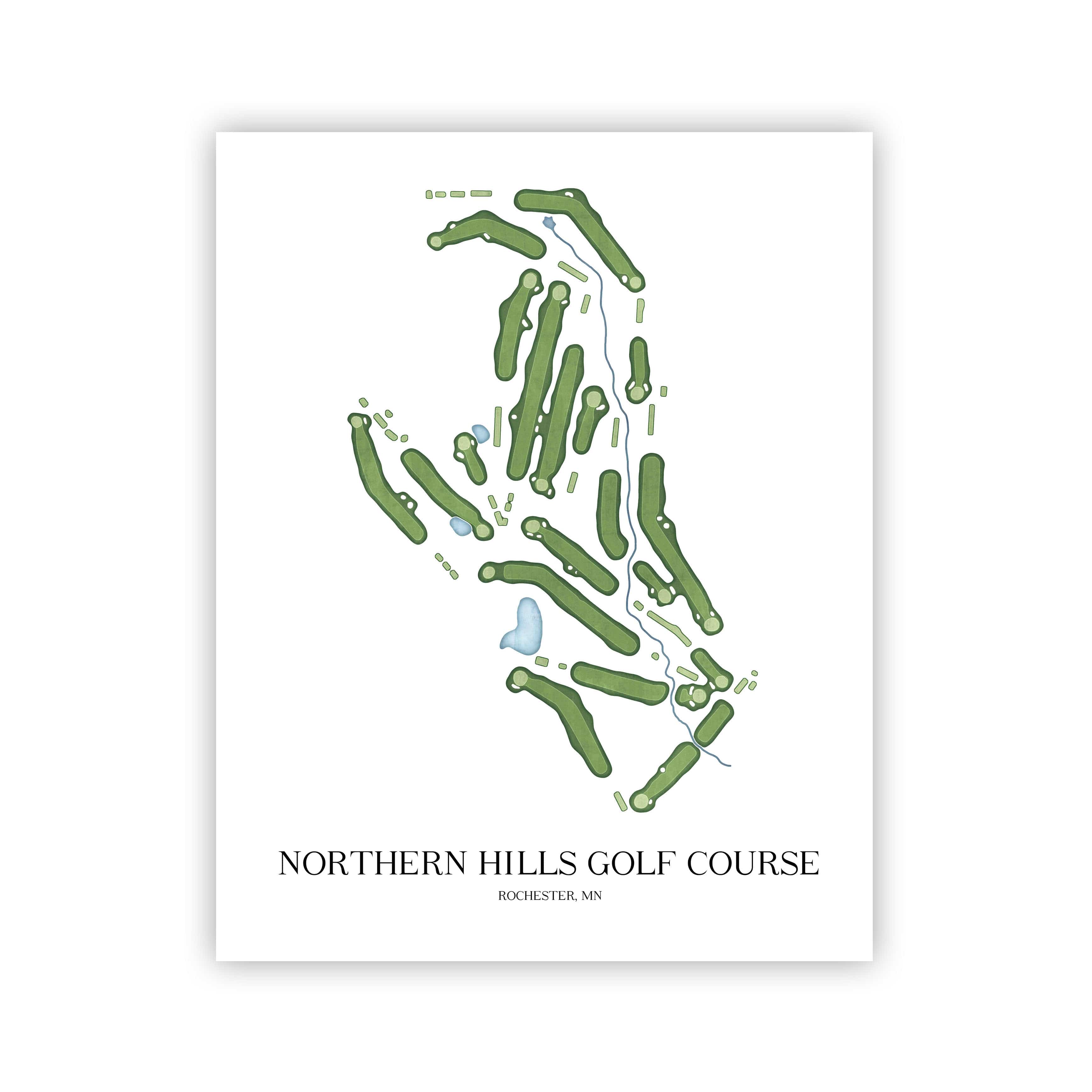 The 19th Hole Golf Shop - Golf Course Prints - Northern Hills Golf Course Golf Course Map Golf Map