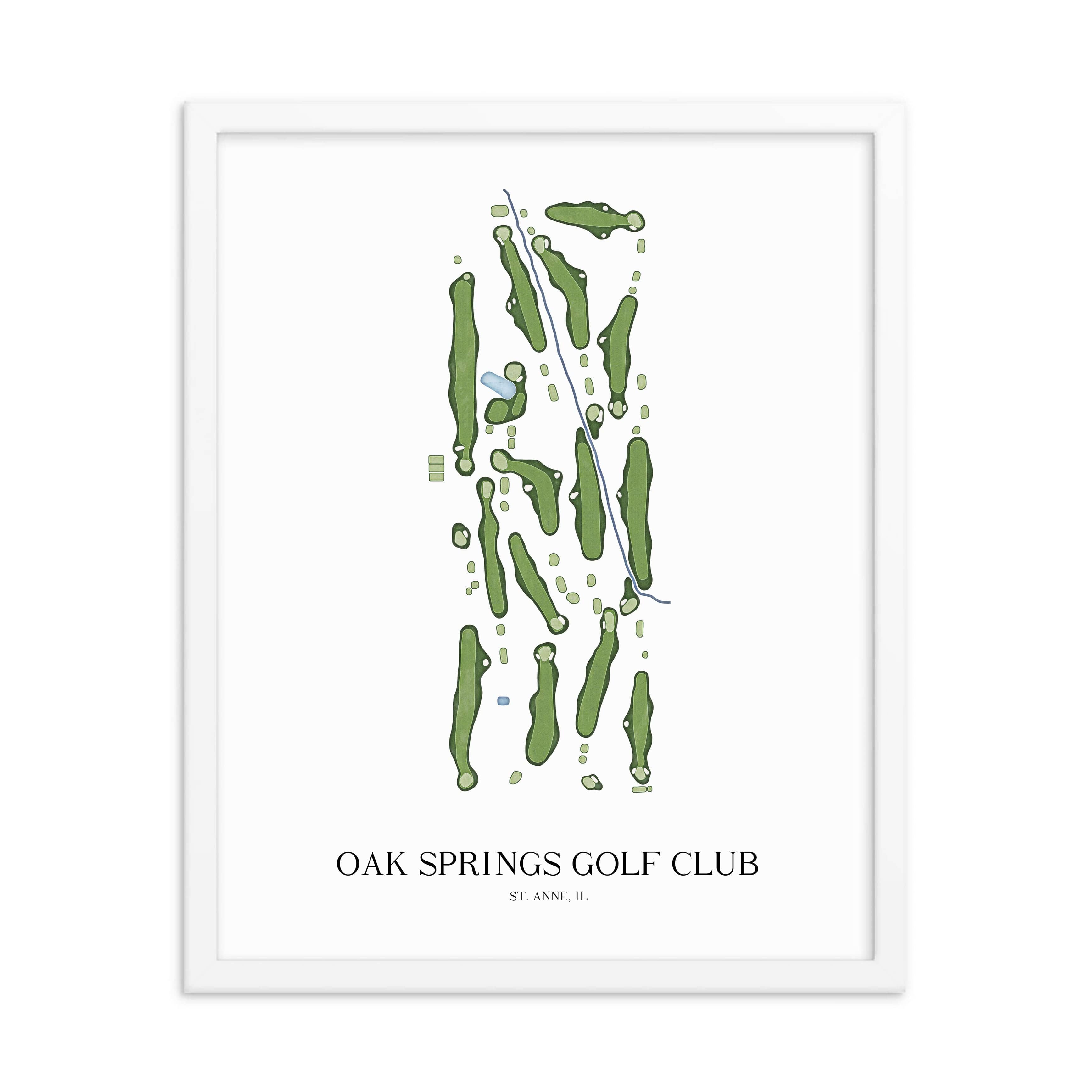 The 19th Hole Golf Shop - Golf Course Prints - Oak Springs Golf Club Golf Course Map Golf Map