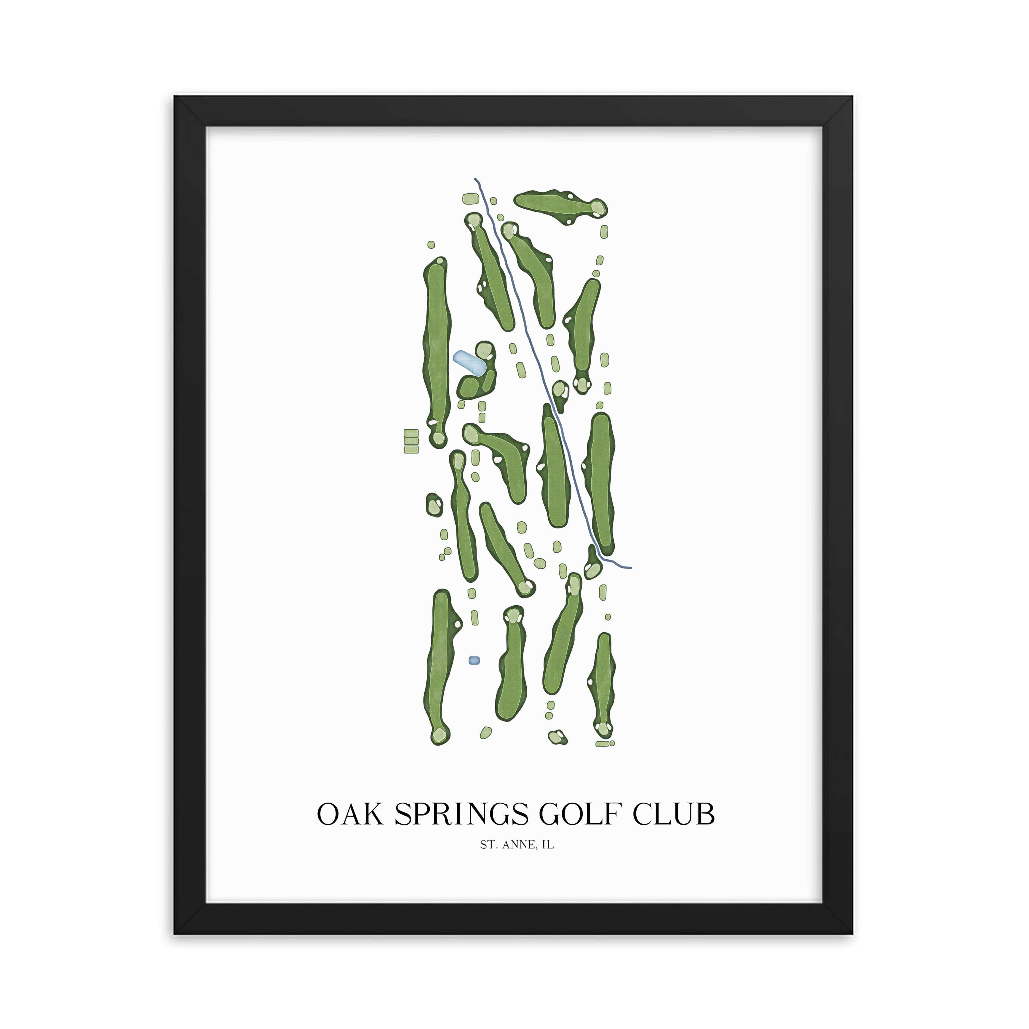 The 19th Hole Golf Shop - Golf Course Prints - Oak Springs Golf Club Golf Course Map Golf Map