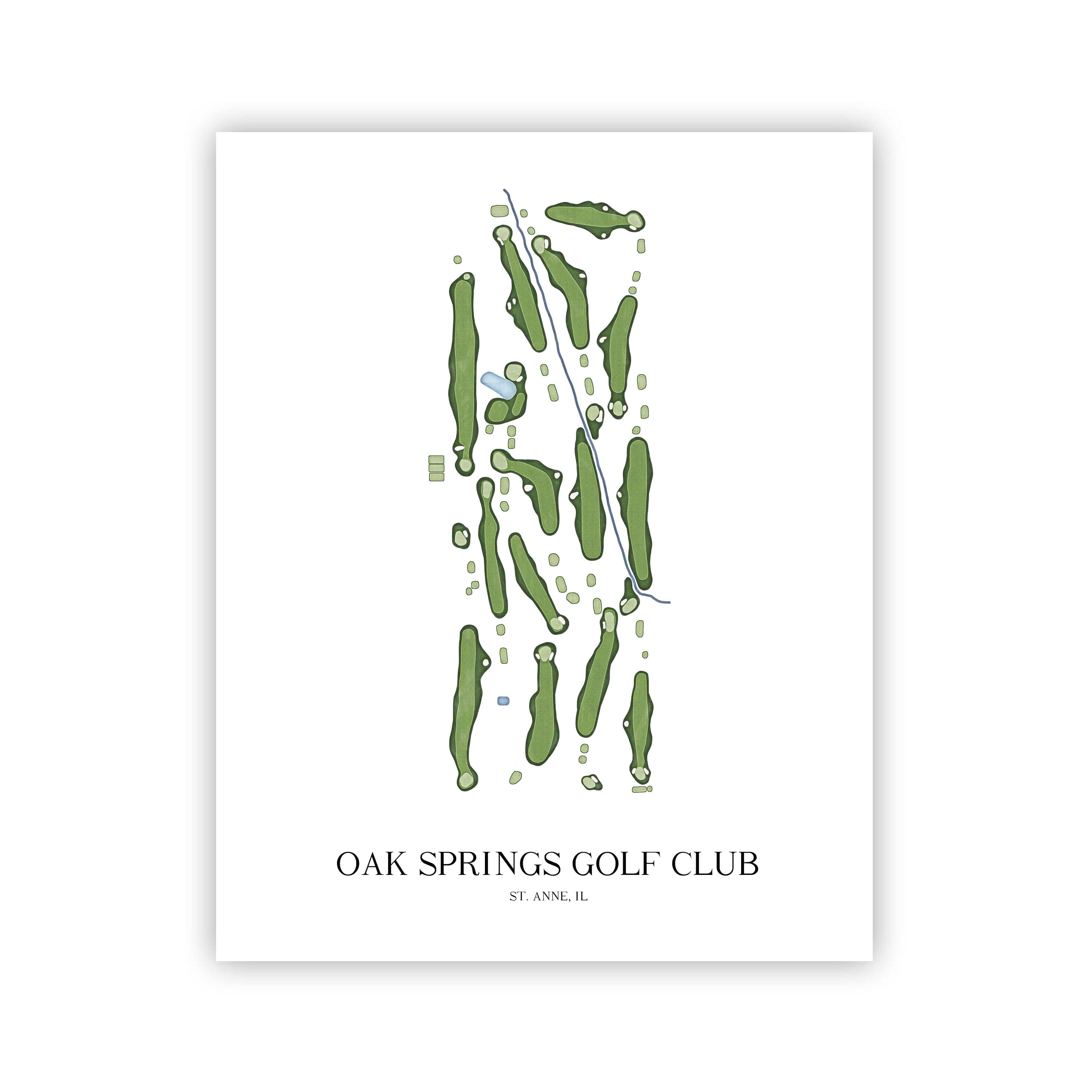 The 19th Hole Golf Shop - Golf Course Prints - Oak Springs Golf Club Golf Course Map Golf Map