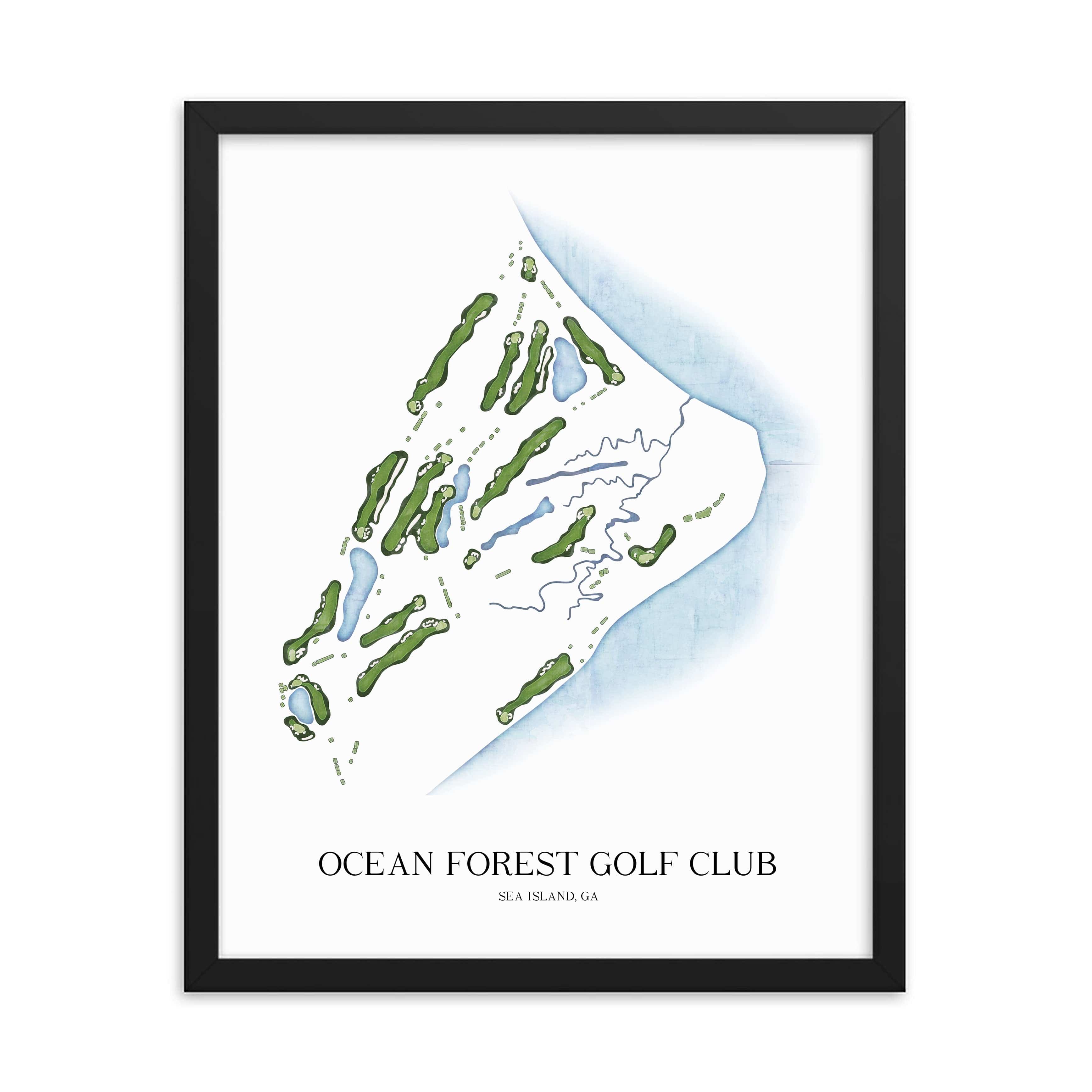 The 19th Hole Golf Shop - Golf Course Prints - Ocean Forest Golf Club Golf Course Map Golf Map