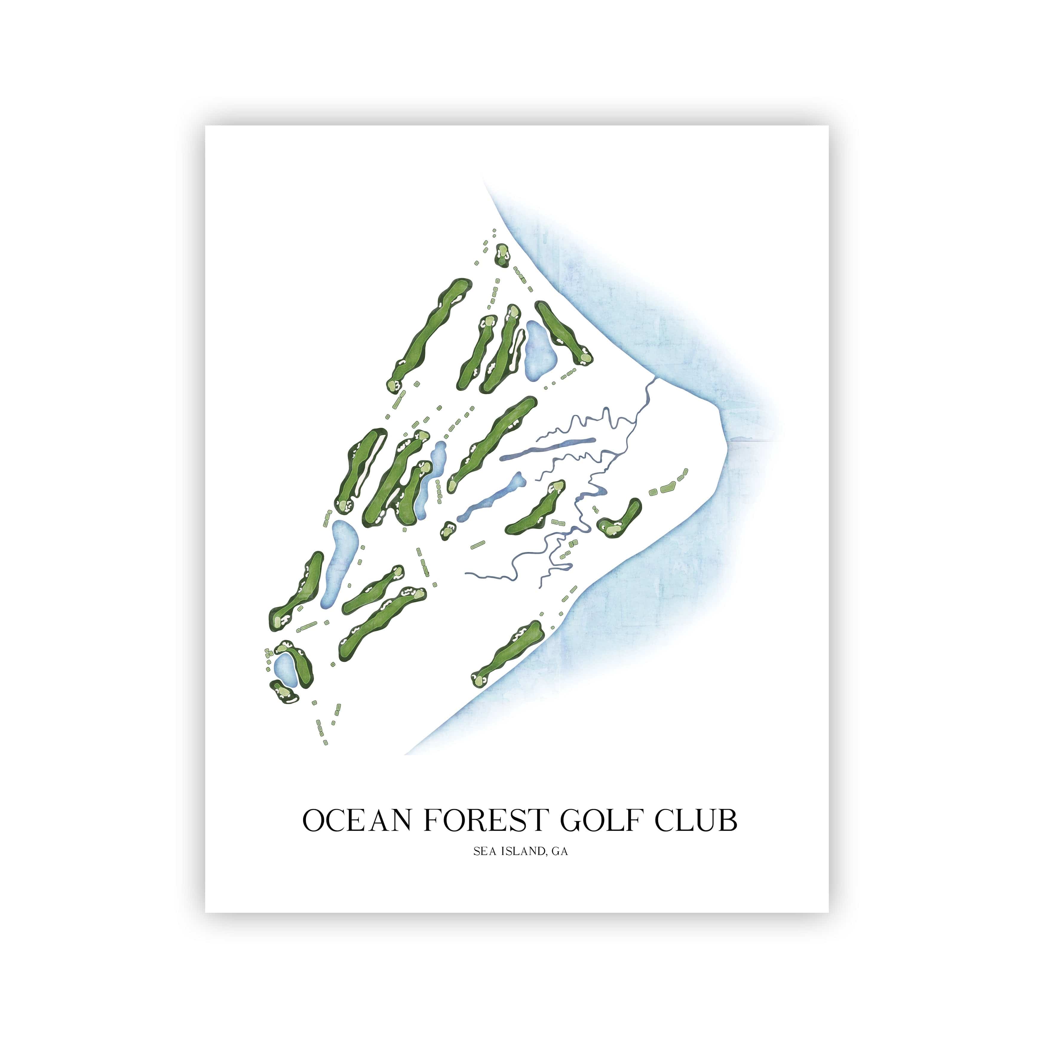 The 19th Hole Golf Shop - Golf Course Prints - Ocean Forest Golf Club Golf Course Map Golf Map