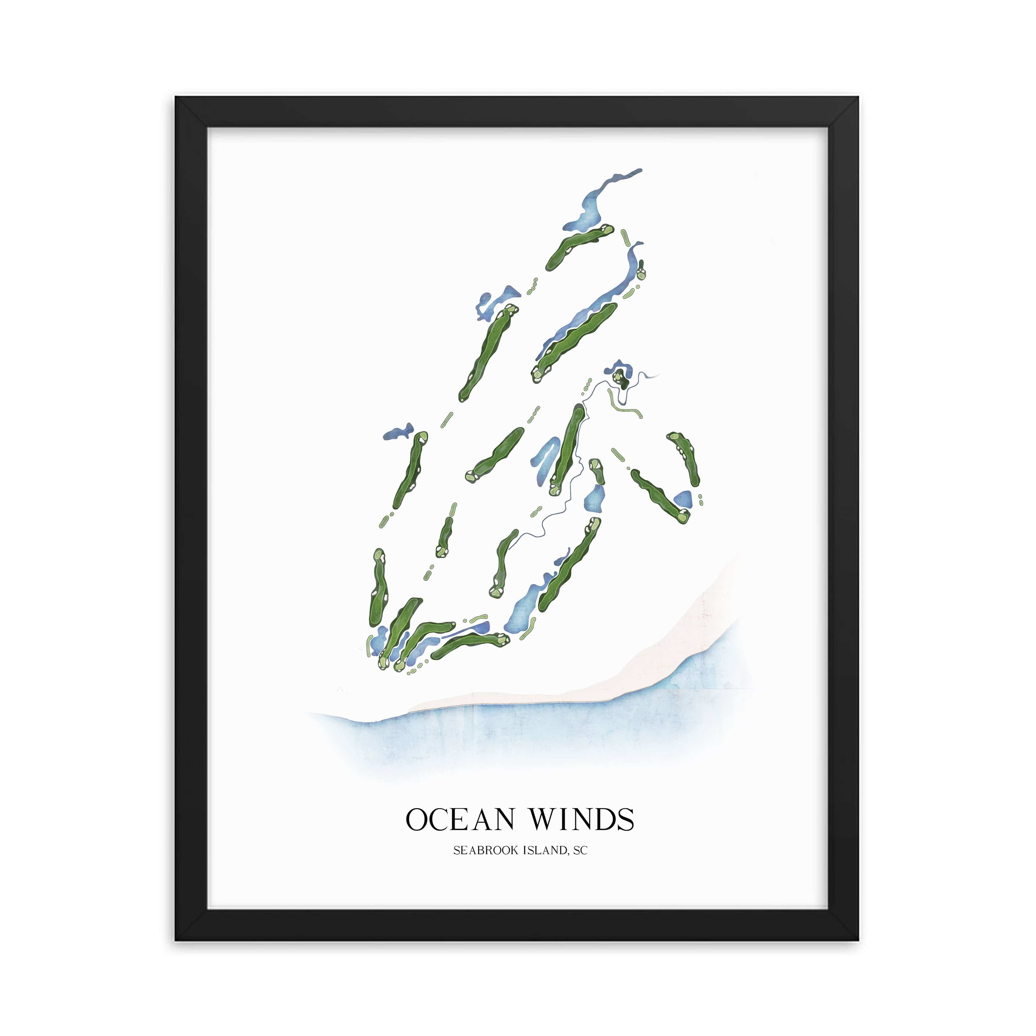 The 19th Hole Golf Shop - Golf Course Prints - Ocean Winds Golf Club Golf Course Map Golf Map