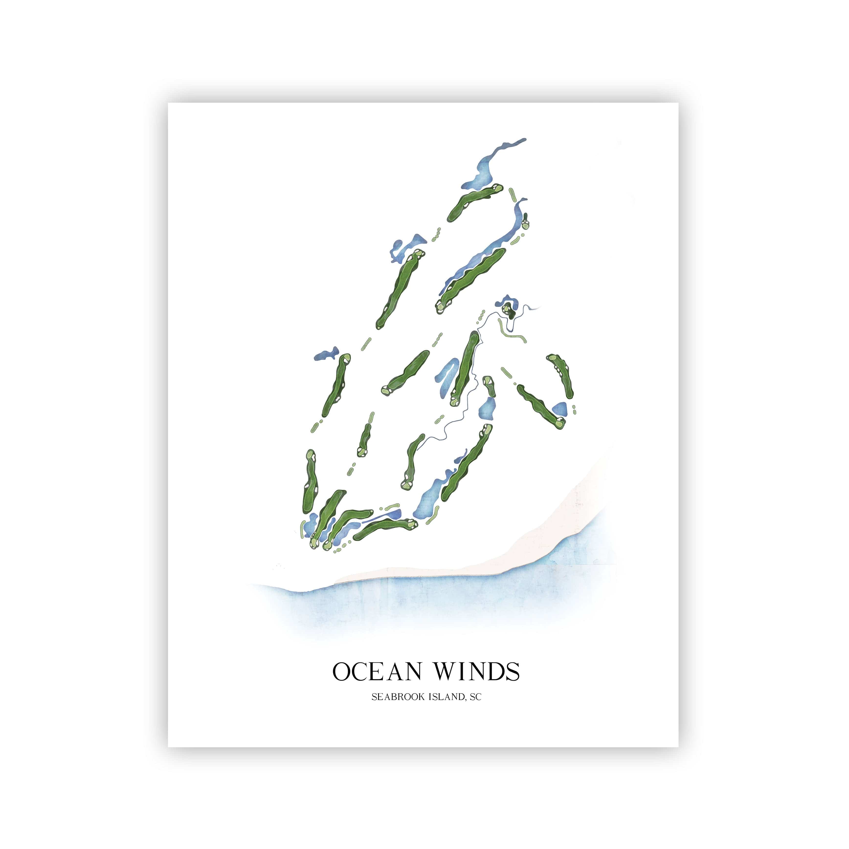 The 19th Hole Golf Shop - Golf Course Prints - Ocean Winds Golf Club Golf Course Map Golf Map