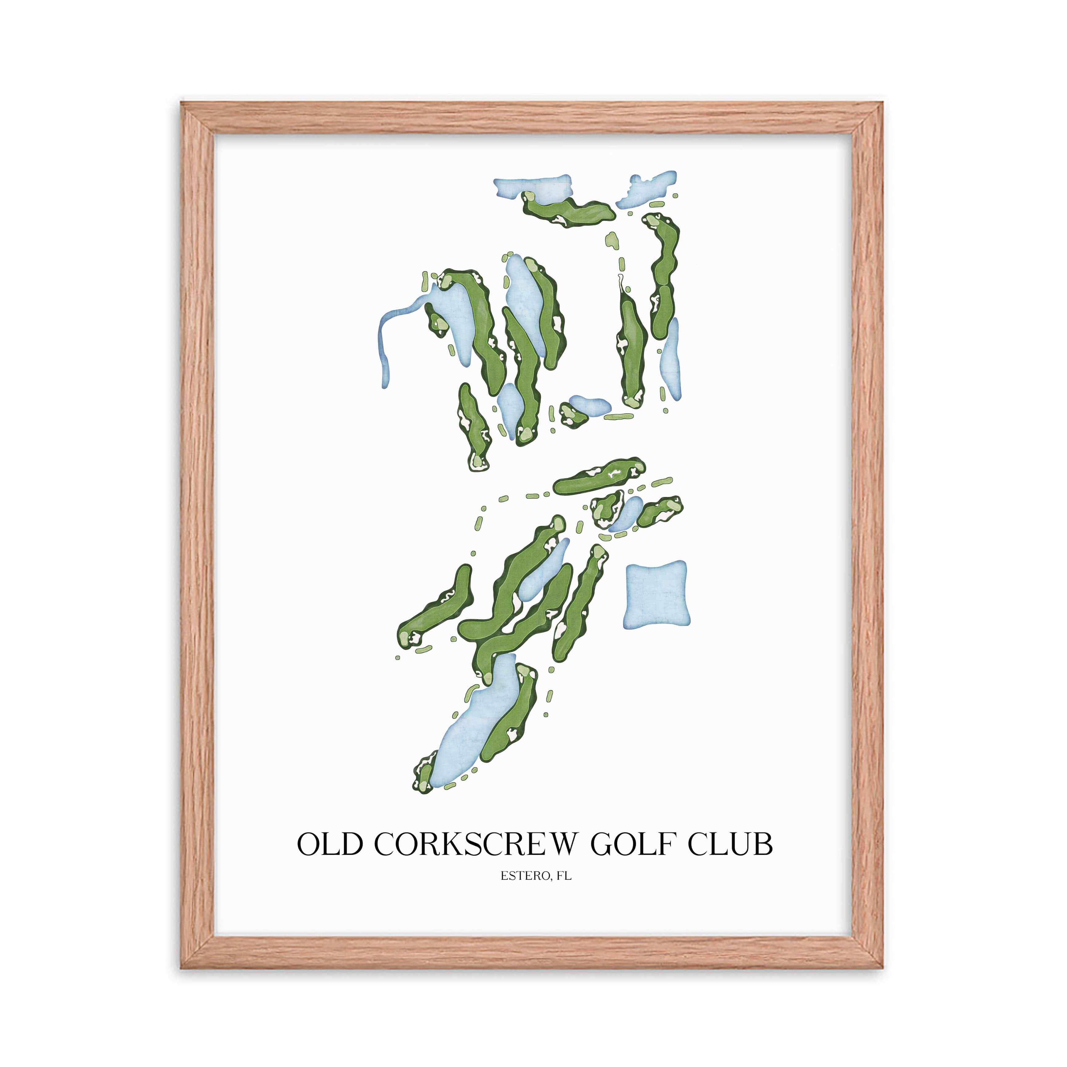 The 19th Hole Golf Shop - Golf Course Prints - Old Corkscrew Golf Club Golf Course Map Golf Map