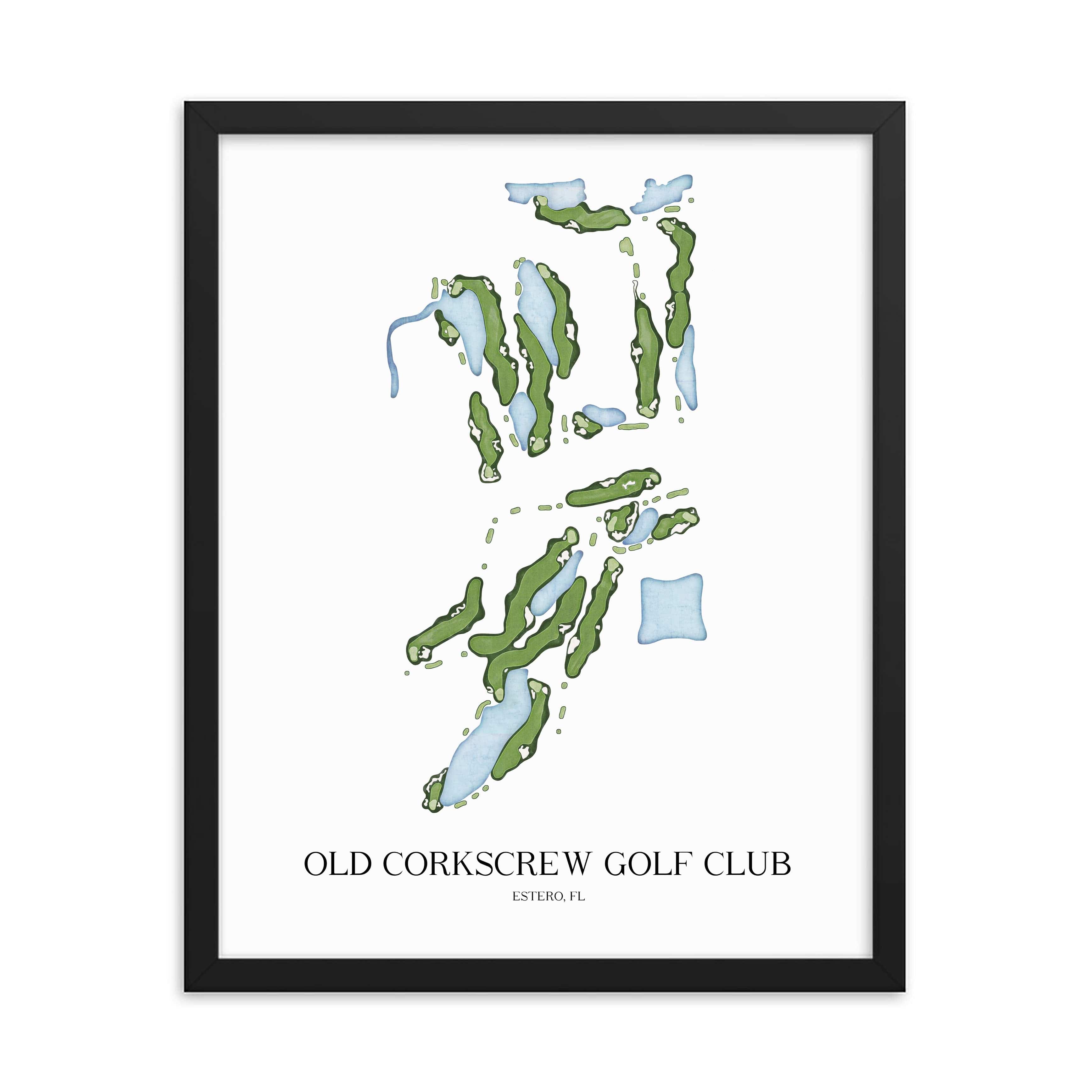 The 19th Hole Golf Shop - Golf Course Prints - Old Corkscrew Golf Club Golf Course Map Golf Map