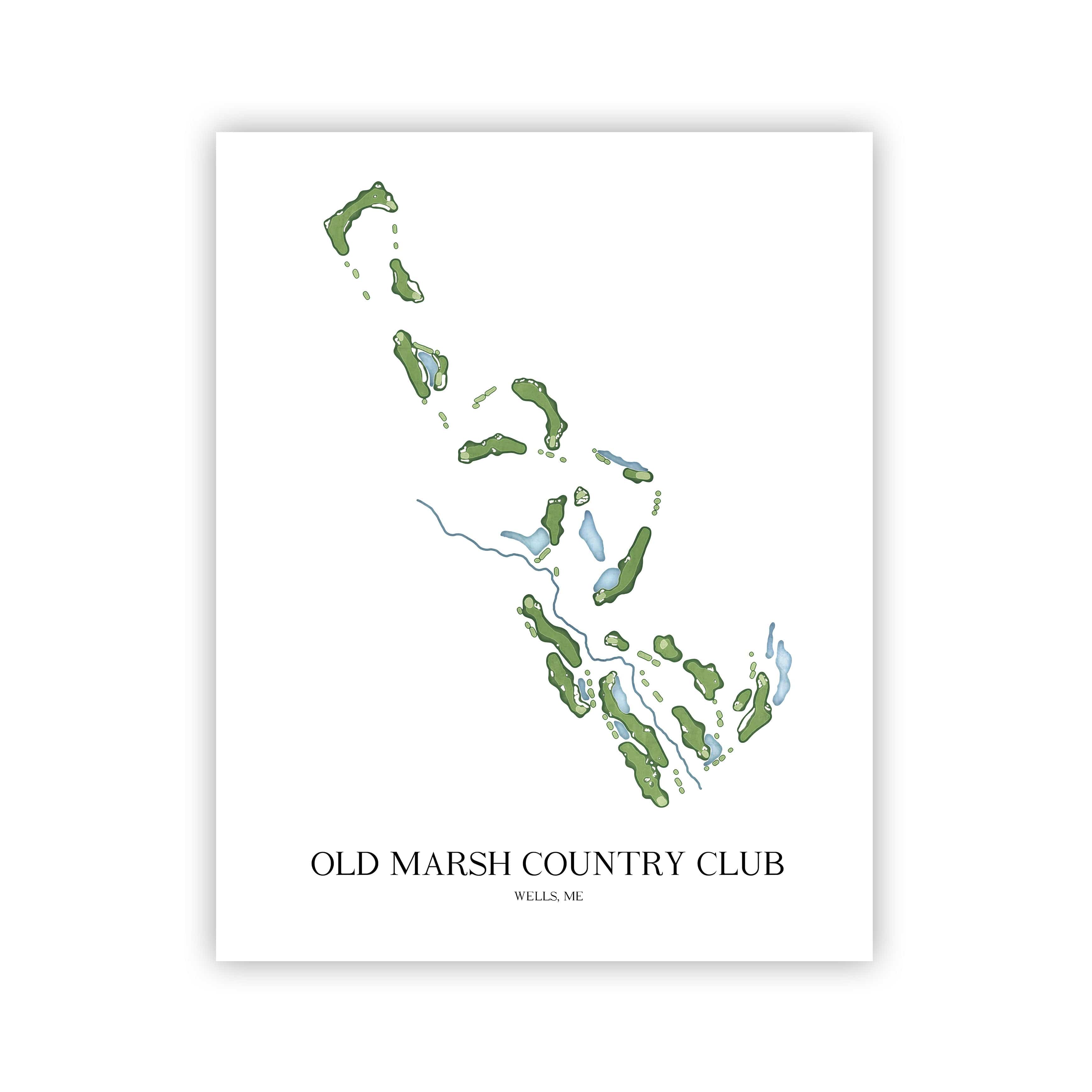 The 19th Hole Golf Shop - Golf Course Prints - Old Marsh Country Club Golf Course Map Golf Map