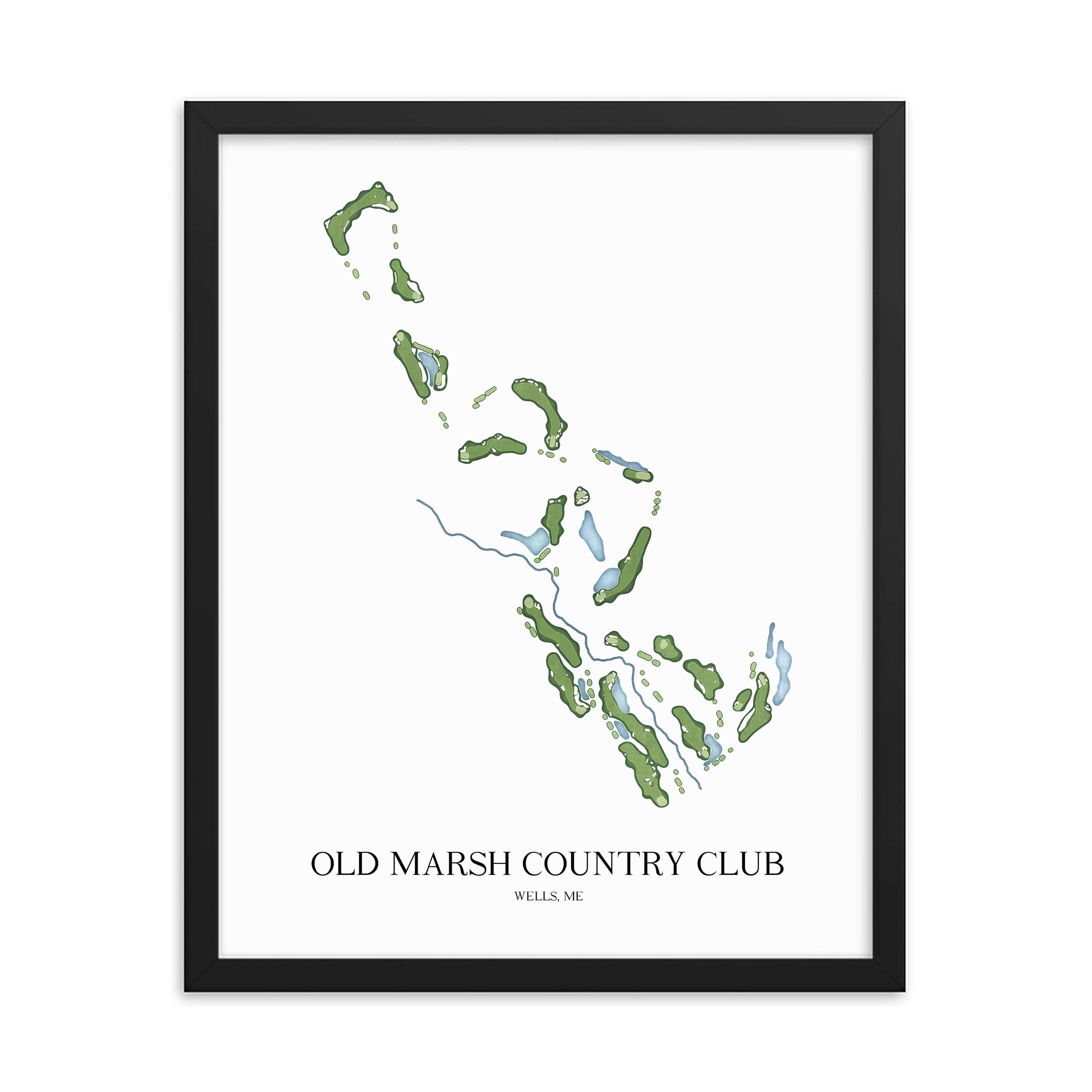 The 19th Hole Golf Shop - Golf Course Prints - Old Marsh Country Club Golf Course Map Golf Map