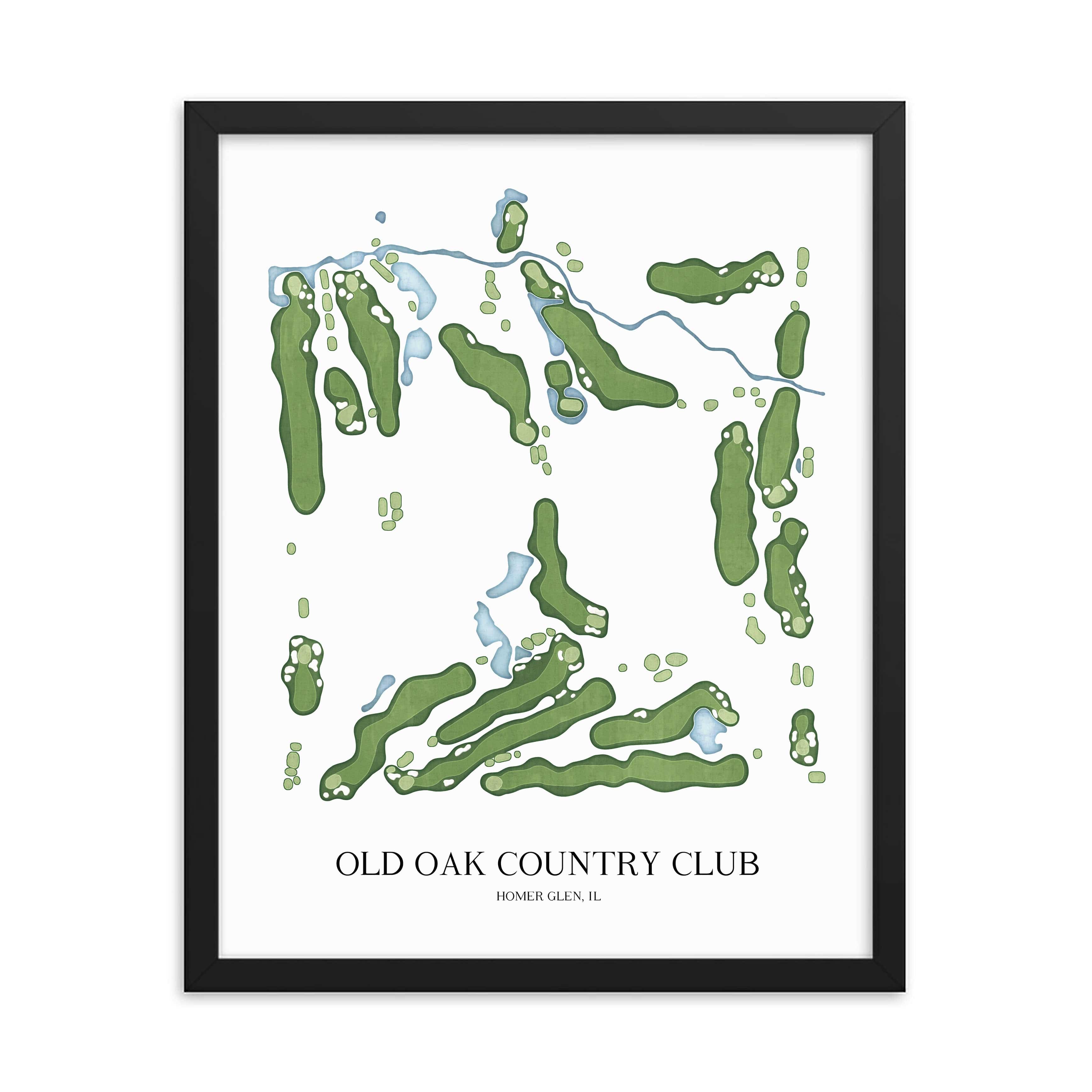 The 19th Hole Golf Shop - Golf Course Prints - Old Oak Country Club Golf Course Map Golf Map