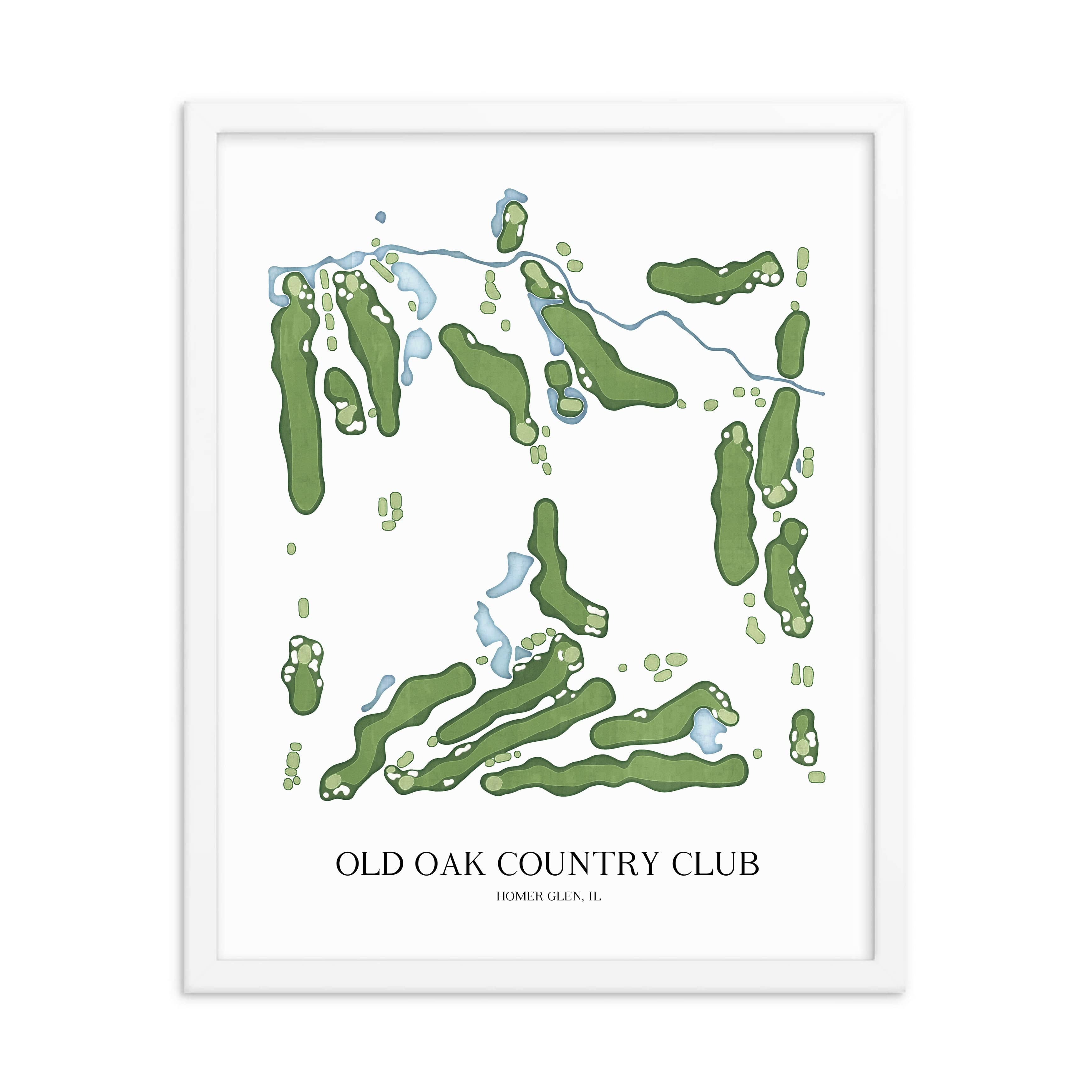 The 19th Hole Golf Shop - Golf Course Prints - Old Oak Country Club Golf Course Map Golf Map