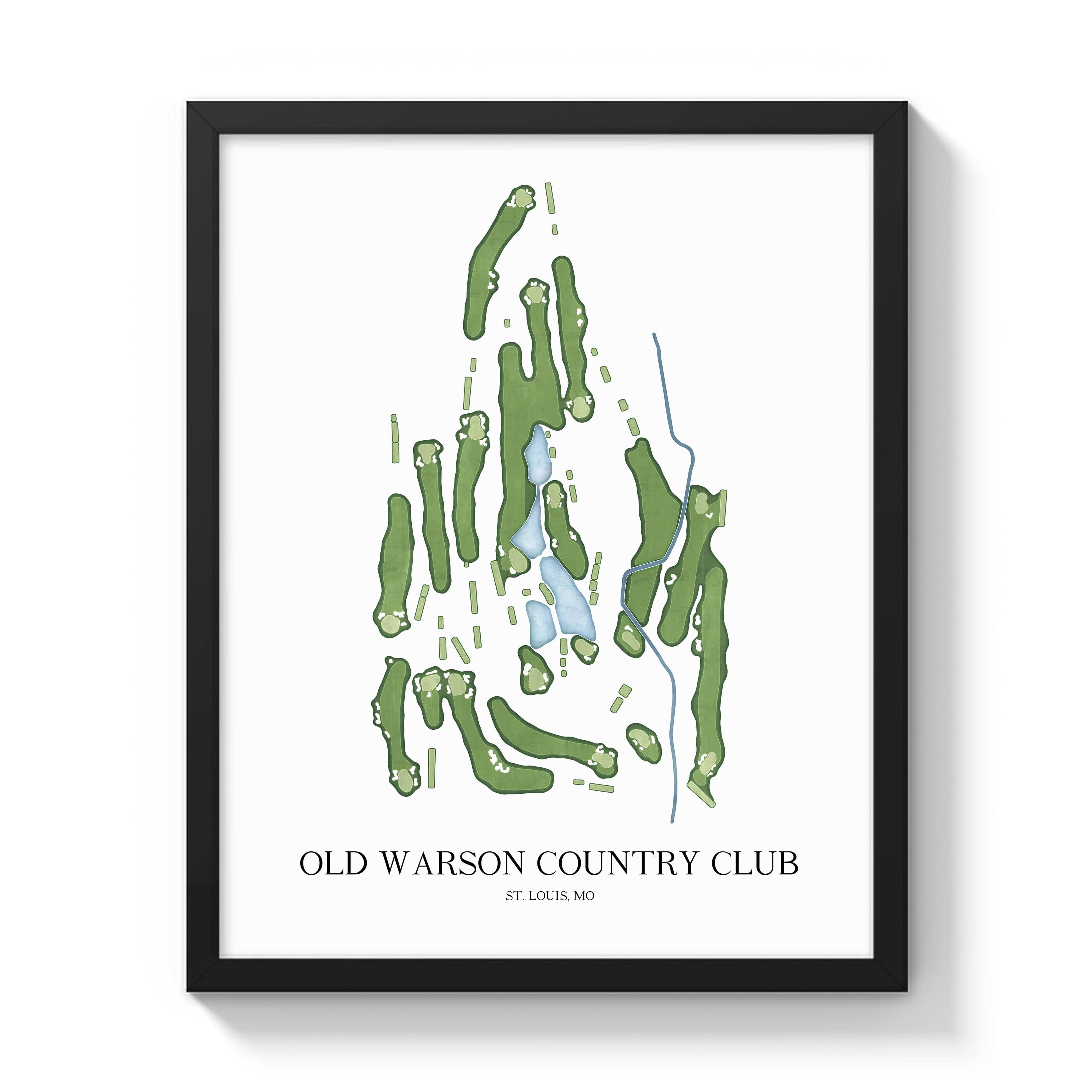 The 19th Hole Golf Shop - Golf Course Prints - Old Warson Country Club Golf Course Map Golf Map