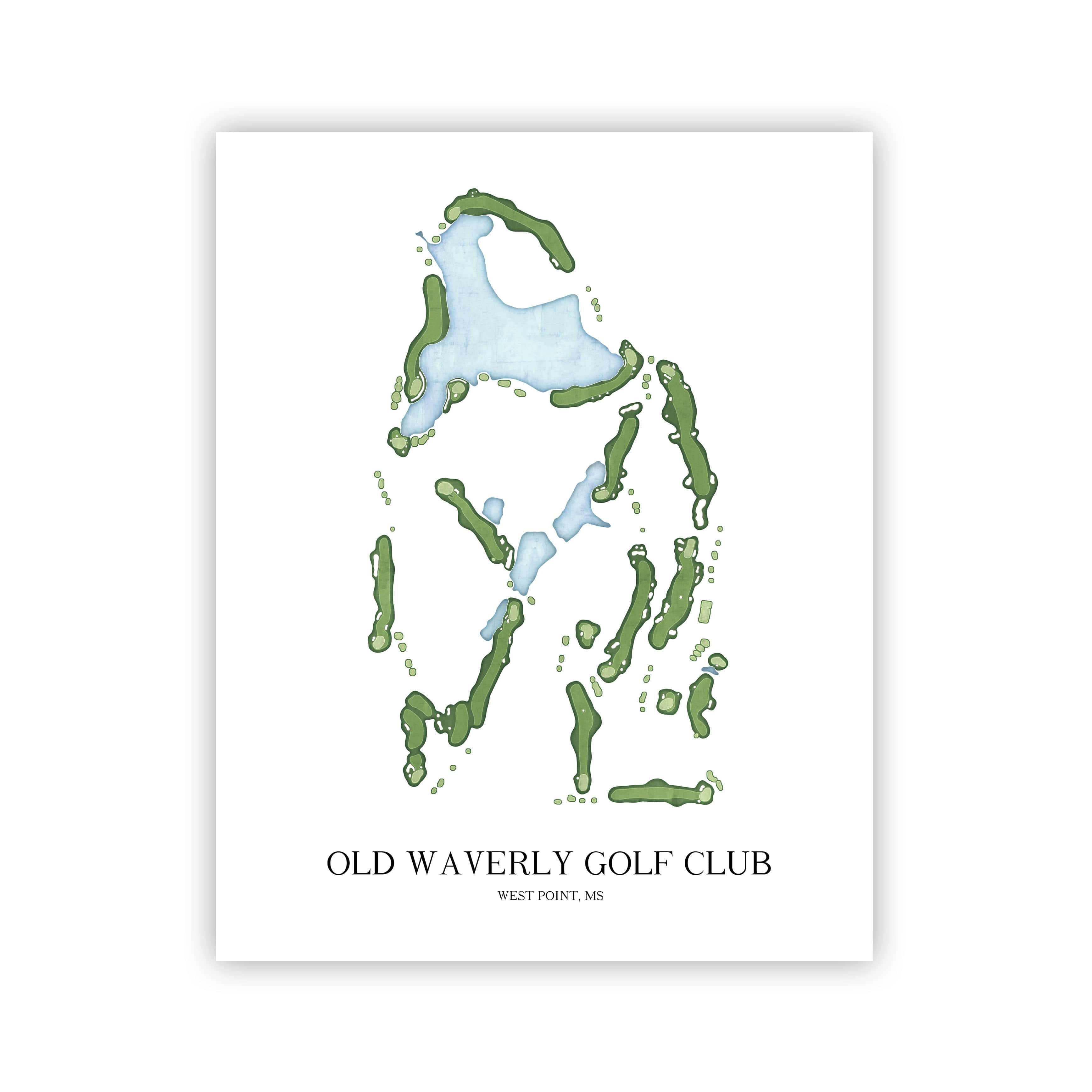 The 19th Hole Golf Shop - Golf Course Prints - Old Waverly Golf Club Golf Course Map Golf Map