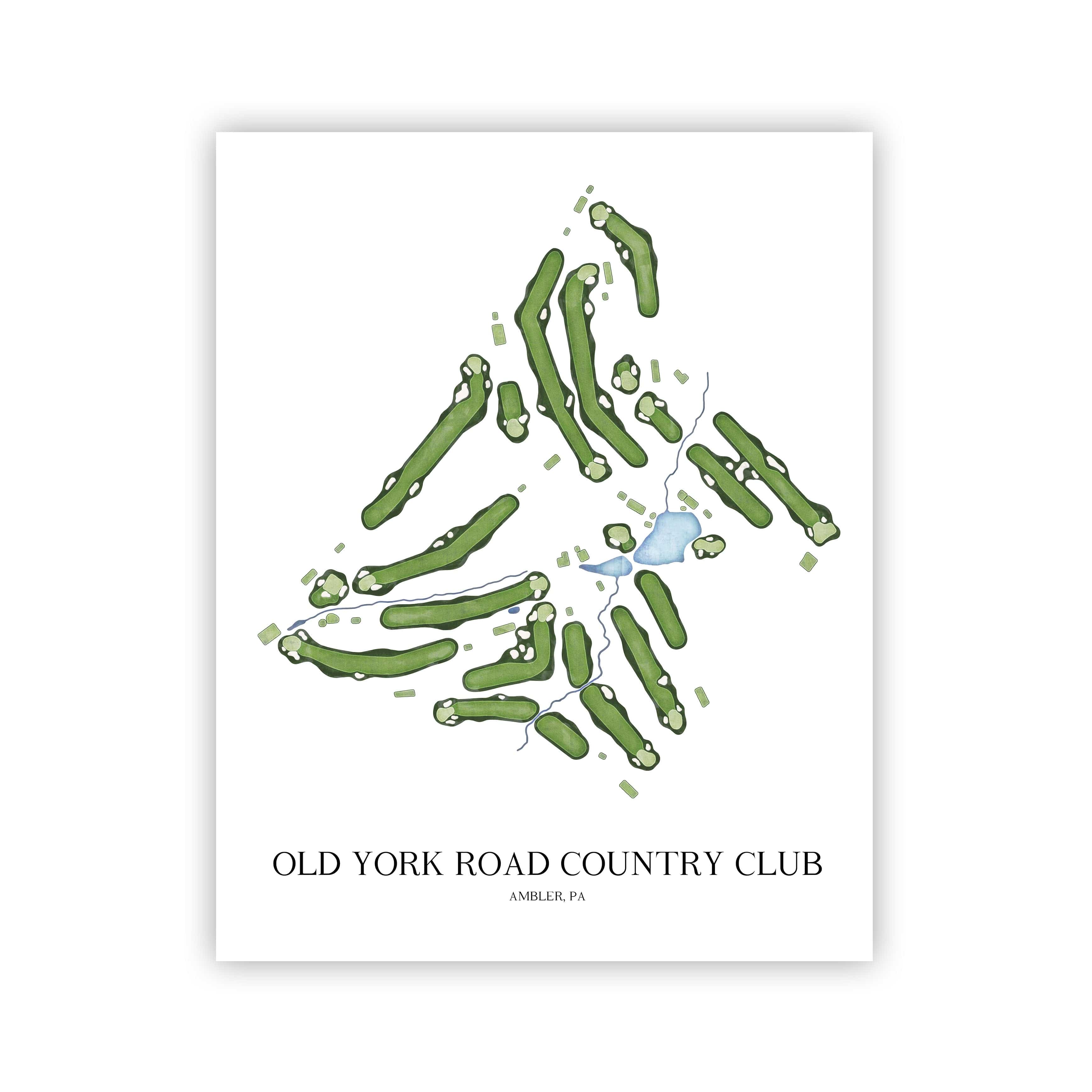 The 19th Hole Golf Shop - Golf Course Prints - Old York Road Country Club Golf Course Map Golf Map