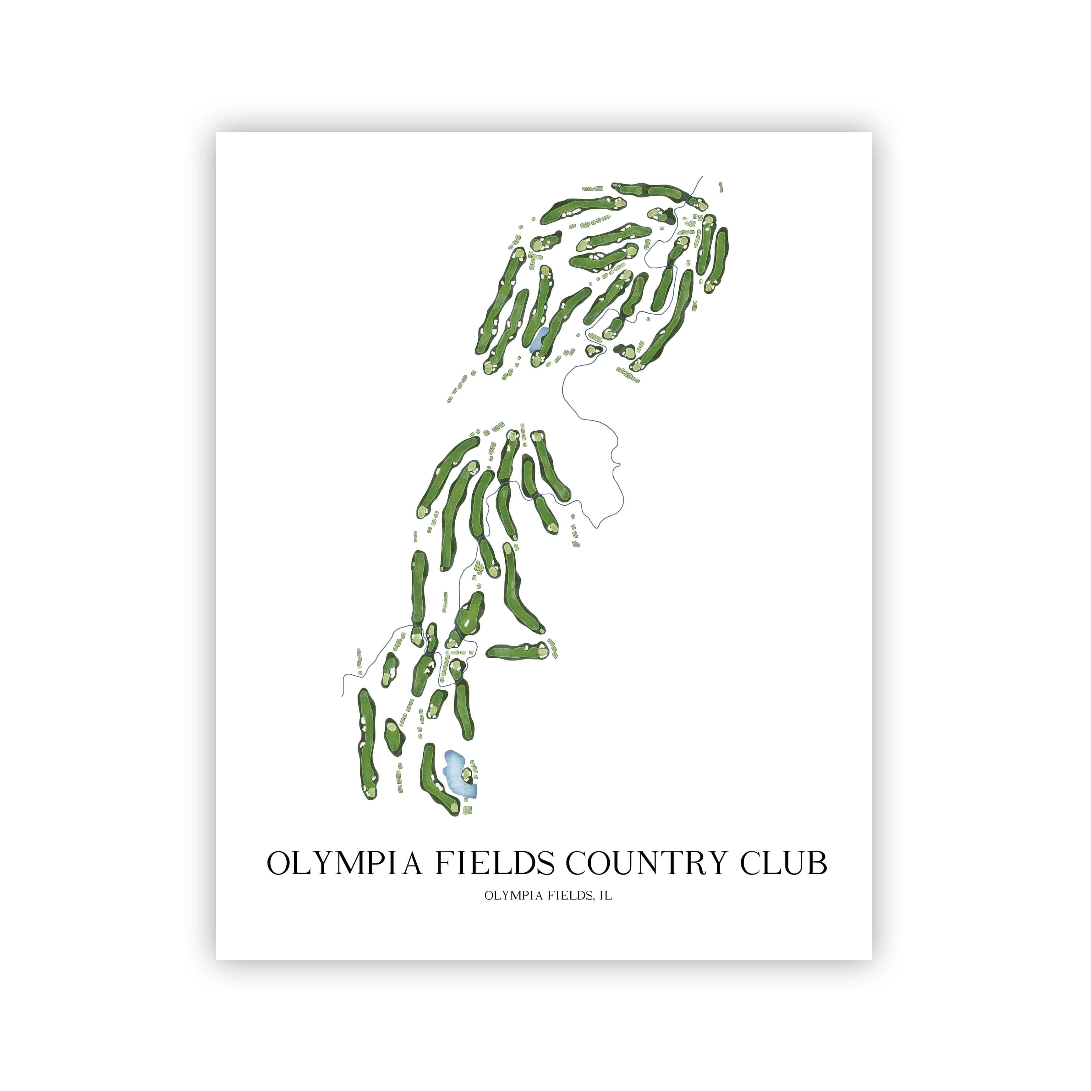 The 19th Hole Golf Shop - Golf Course Prints - Olympia Fields Country Club Golf Course Map Golf Map