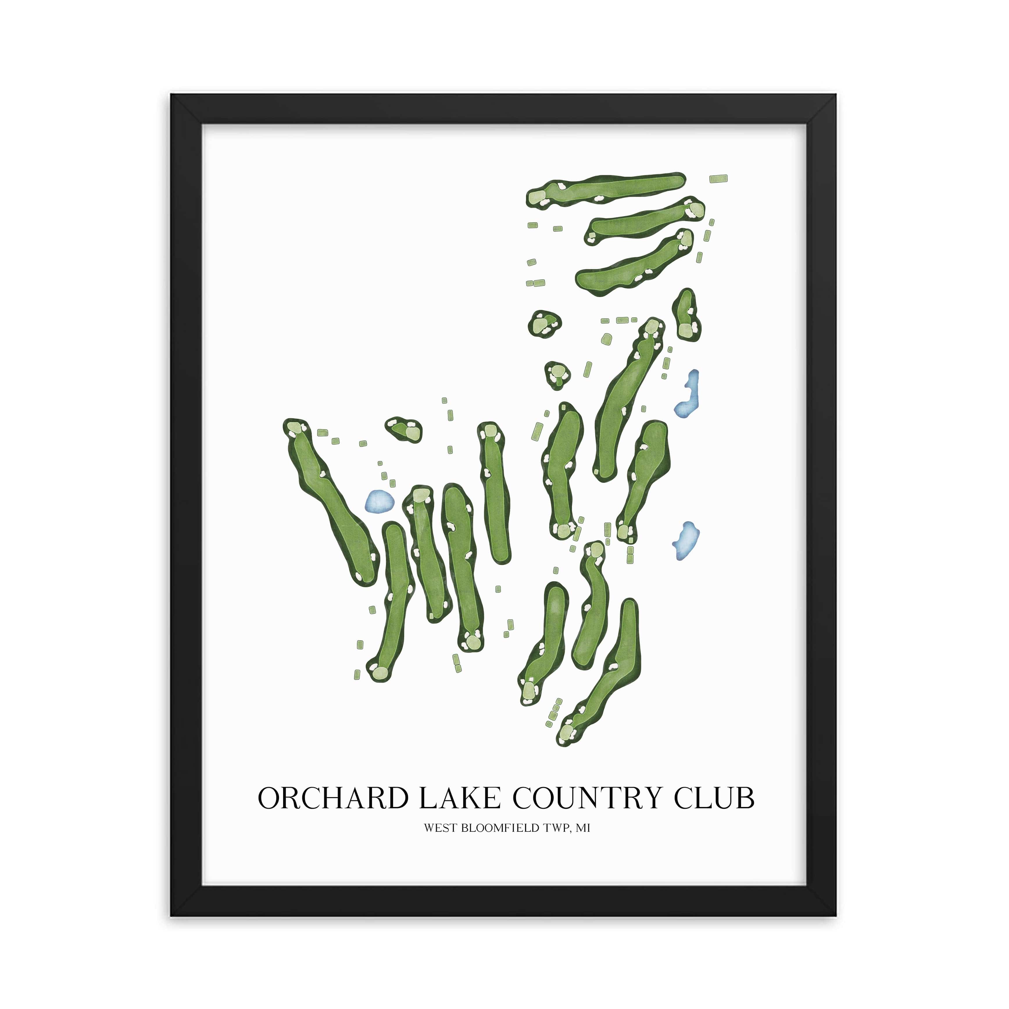 The 19th Hole Golf Shop - Golf Course Prints - Orchard Lake Country Club Golf Course Map Golf Map