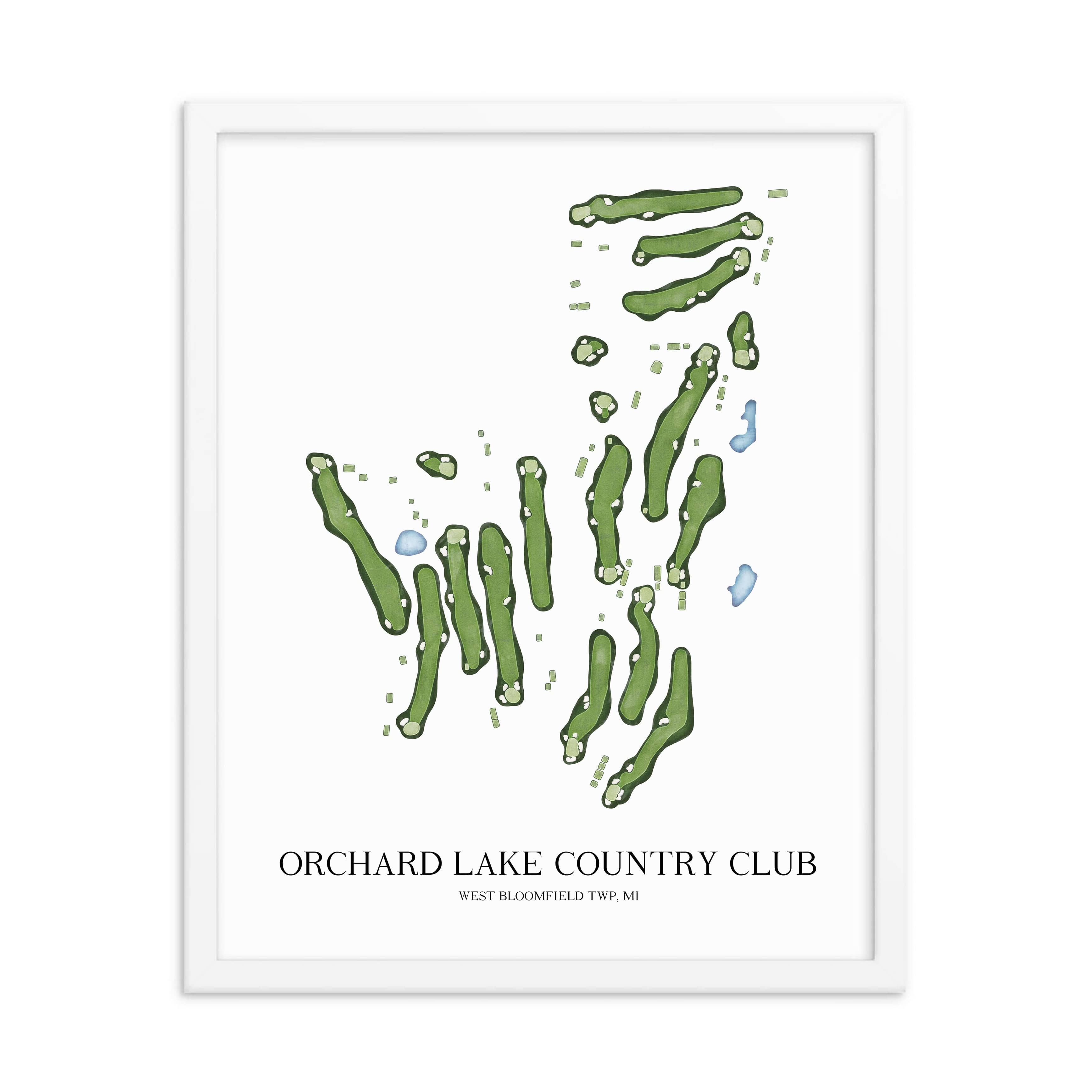 The 19th Hole Golf Shop - Golf Course Prints - Orchard Lake Country Club Golf Course Map Golf Map
