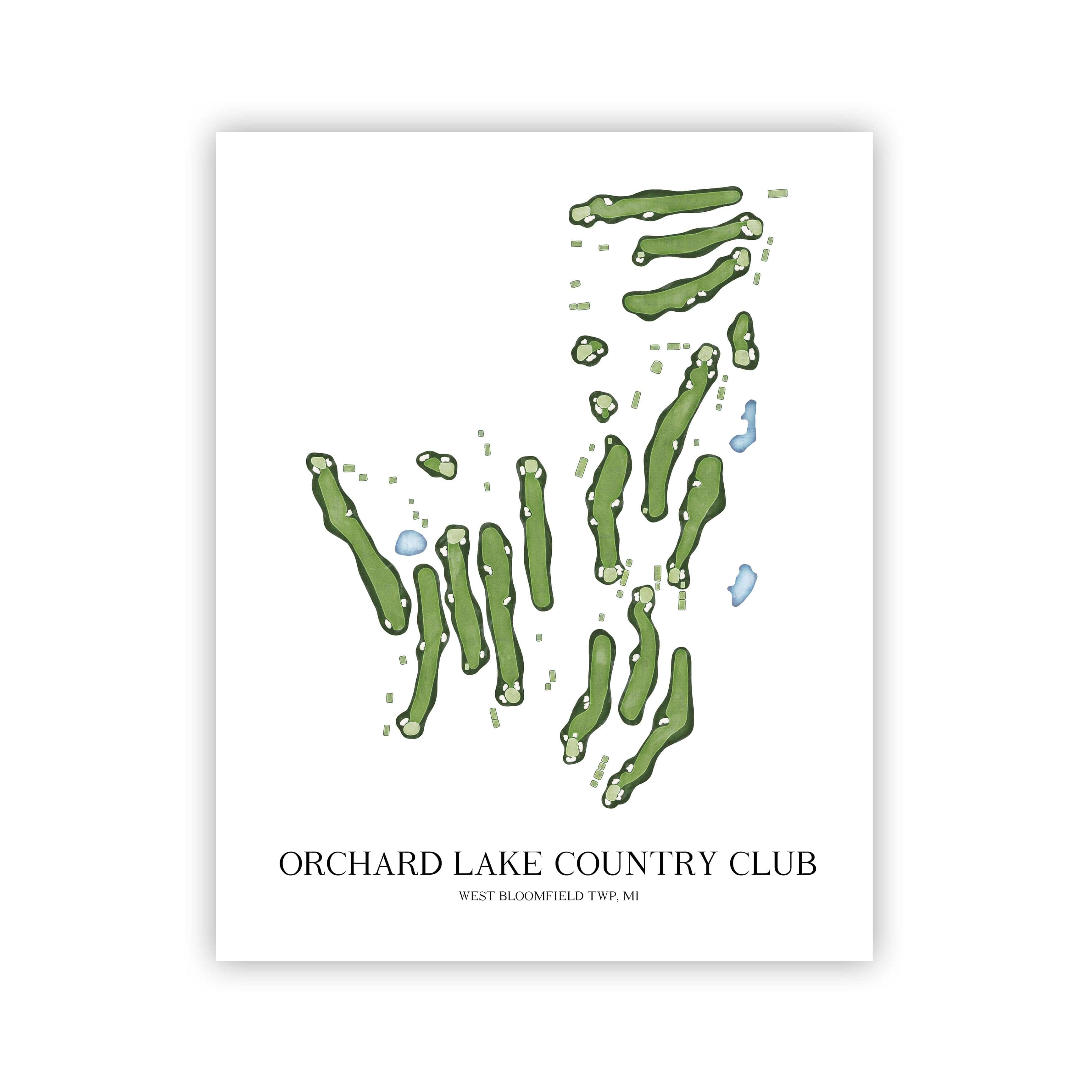 The 19th Hole Golf Shop - Golf Course Prints - Orchard Lake Country Club Golf Course Map Golf Map