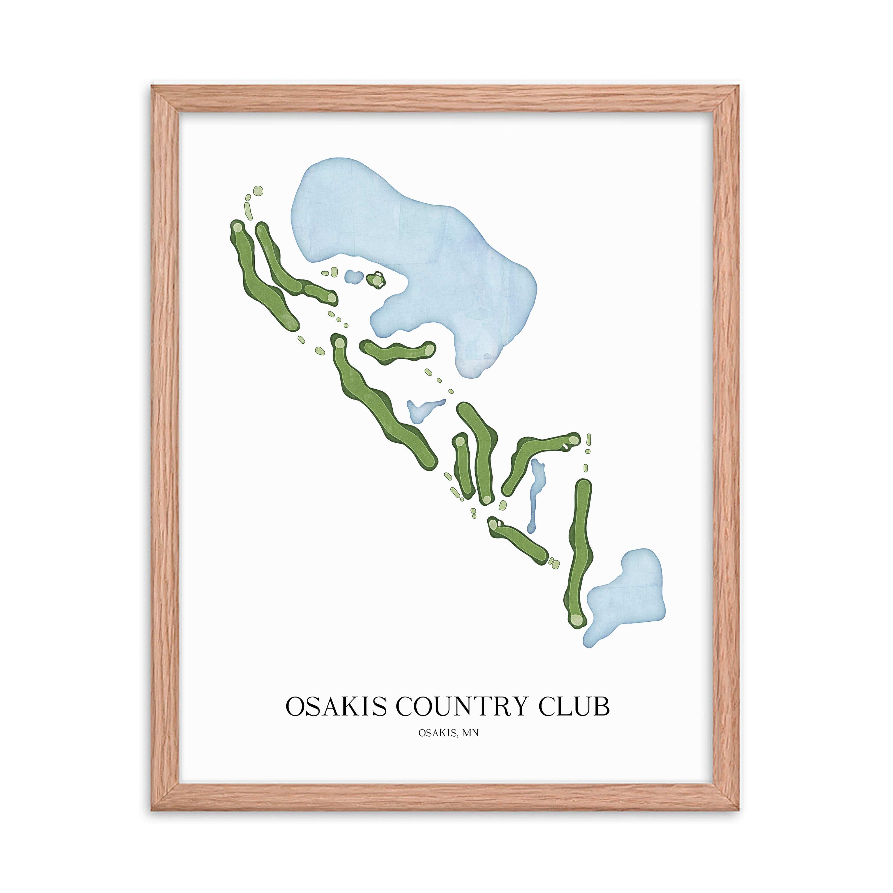 The 19th Hole Golf Shop - Golf Course Prints - Osakis Country Club Golf Course Map Golf Map