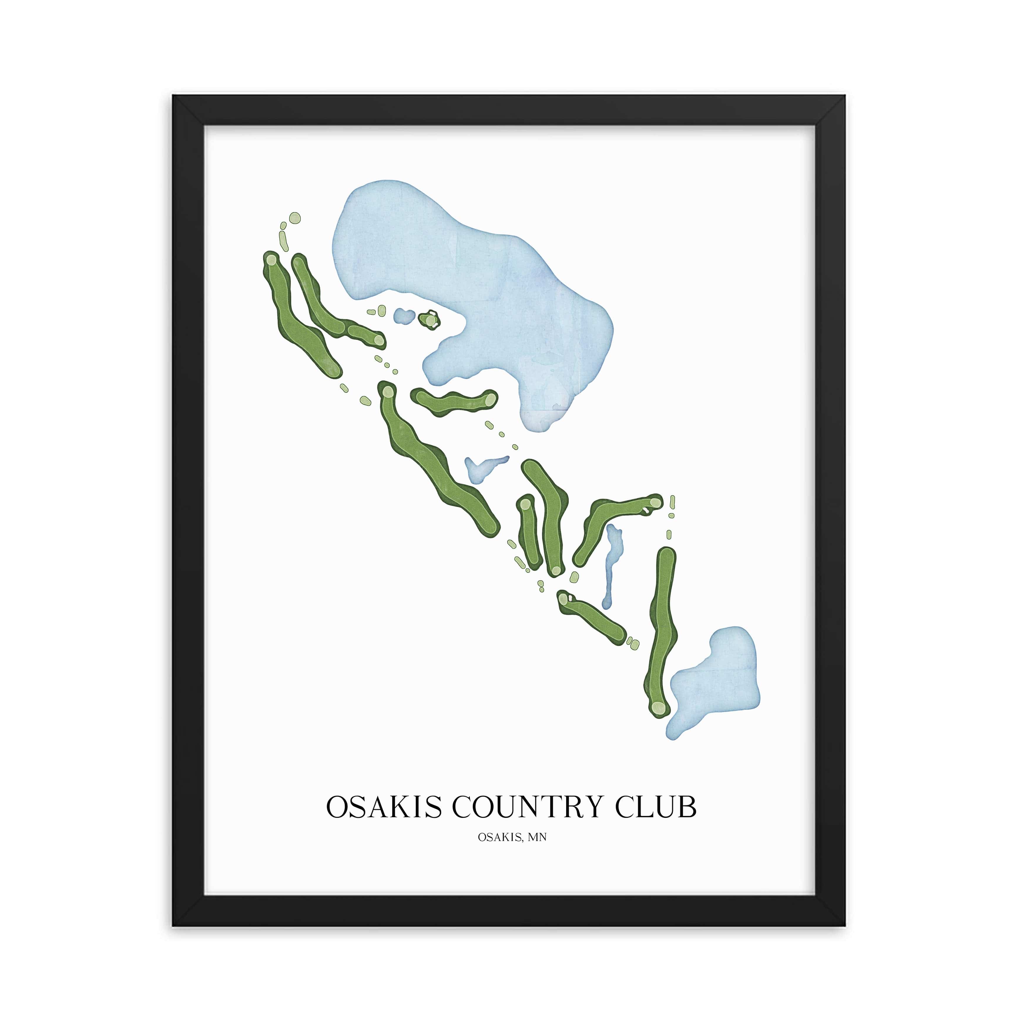 The 19th Hole Golf Shop - Golf Course Prints - Osakis Country Club Golf Course Map Golf Map