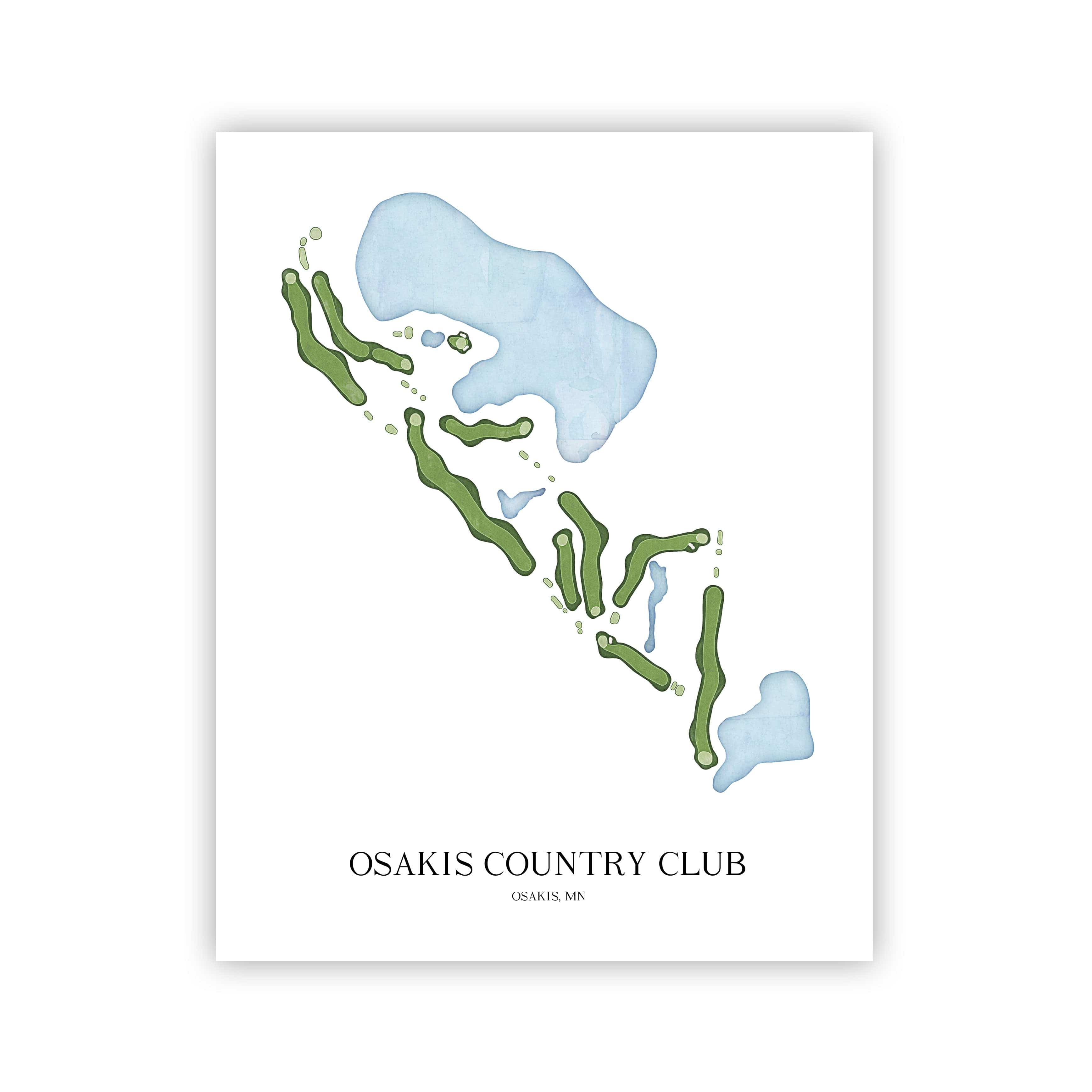 The 19th Hole Golf Shop - Golf Course Prints - Osakis Country Club Golf Course Map Golf Map
