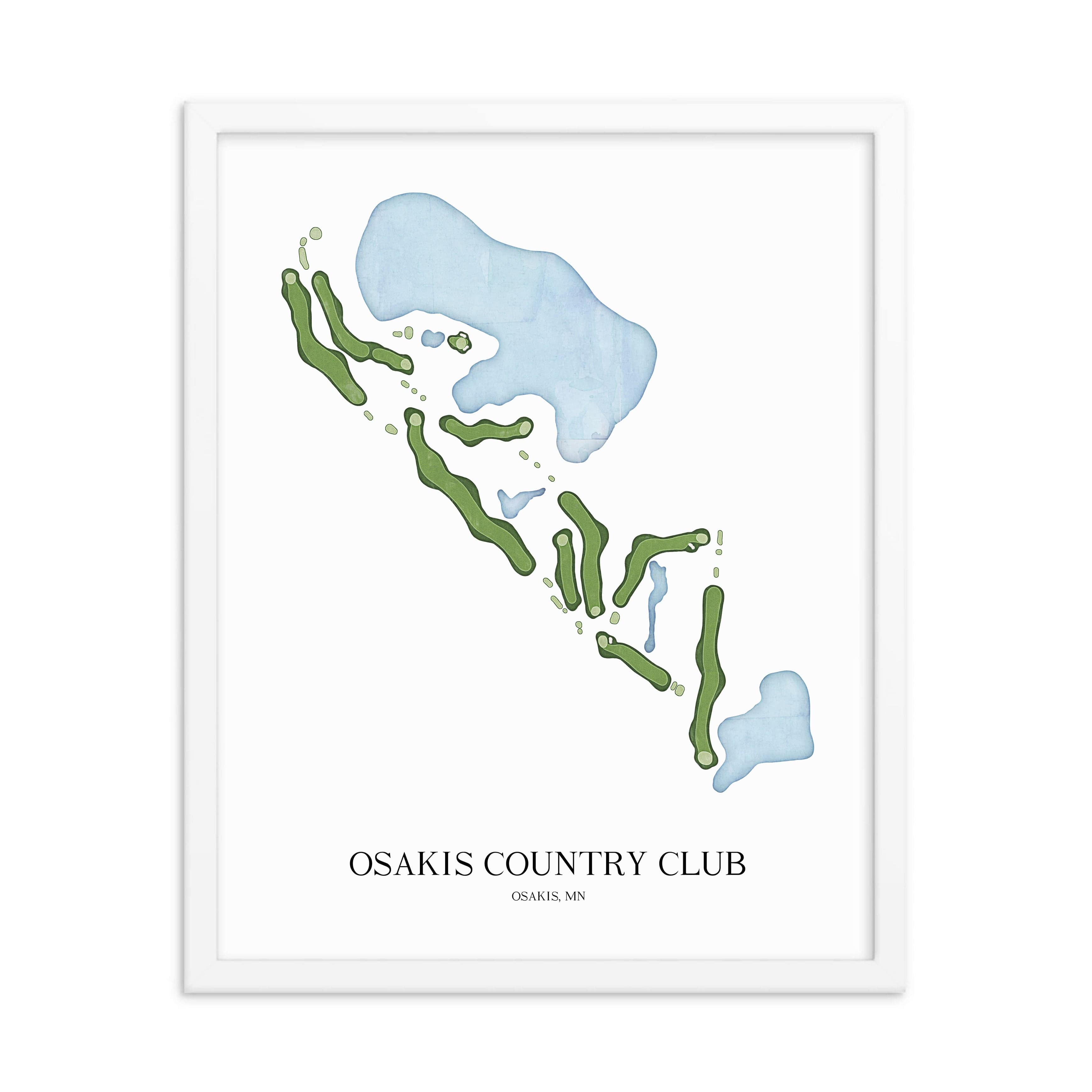 The 19th Hole Golf Shop - Golf Course Prints - Osakis Country Club Golf Course Map Golf Map