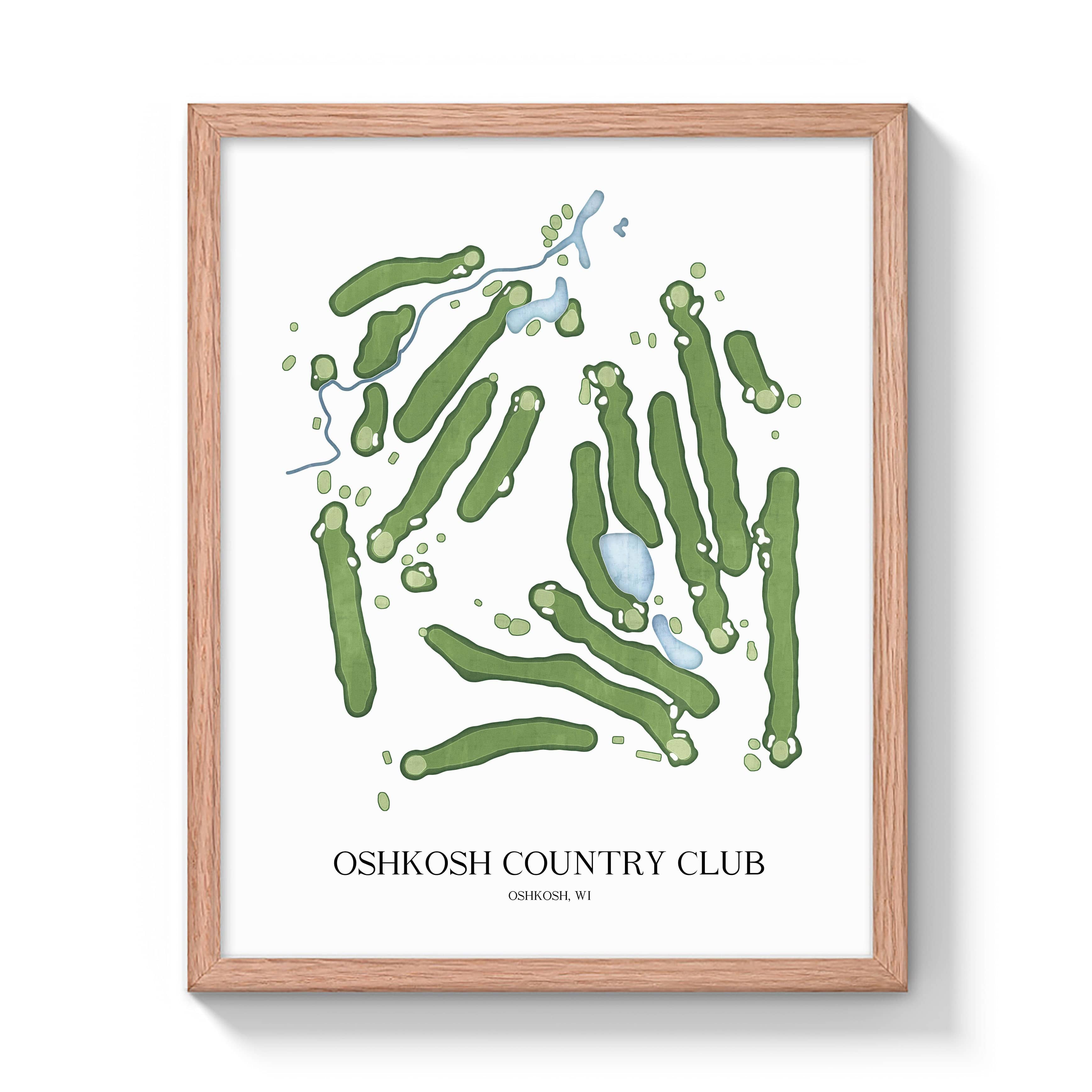 The 19th Hole Golf Shop - Golf Course Prints - Oshkosh Country Club Golf Course Map Golf Map