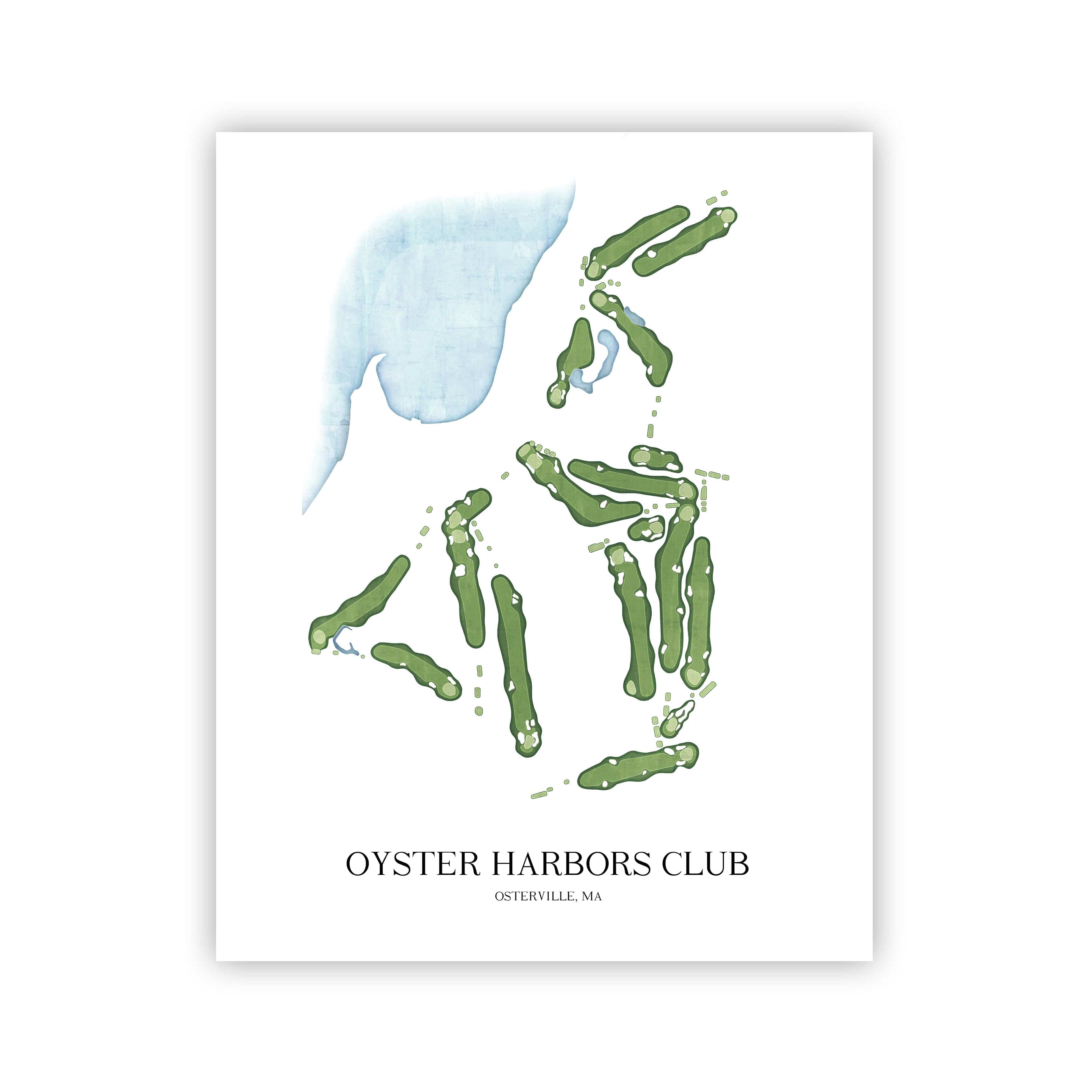 The 19th Hole Golf Shop - Golf Course Prints - Oyster Harbors Club Golf Course Map Golf Map