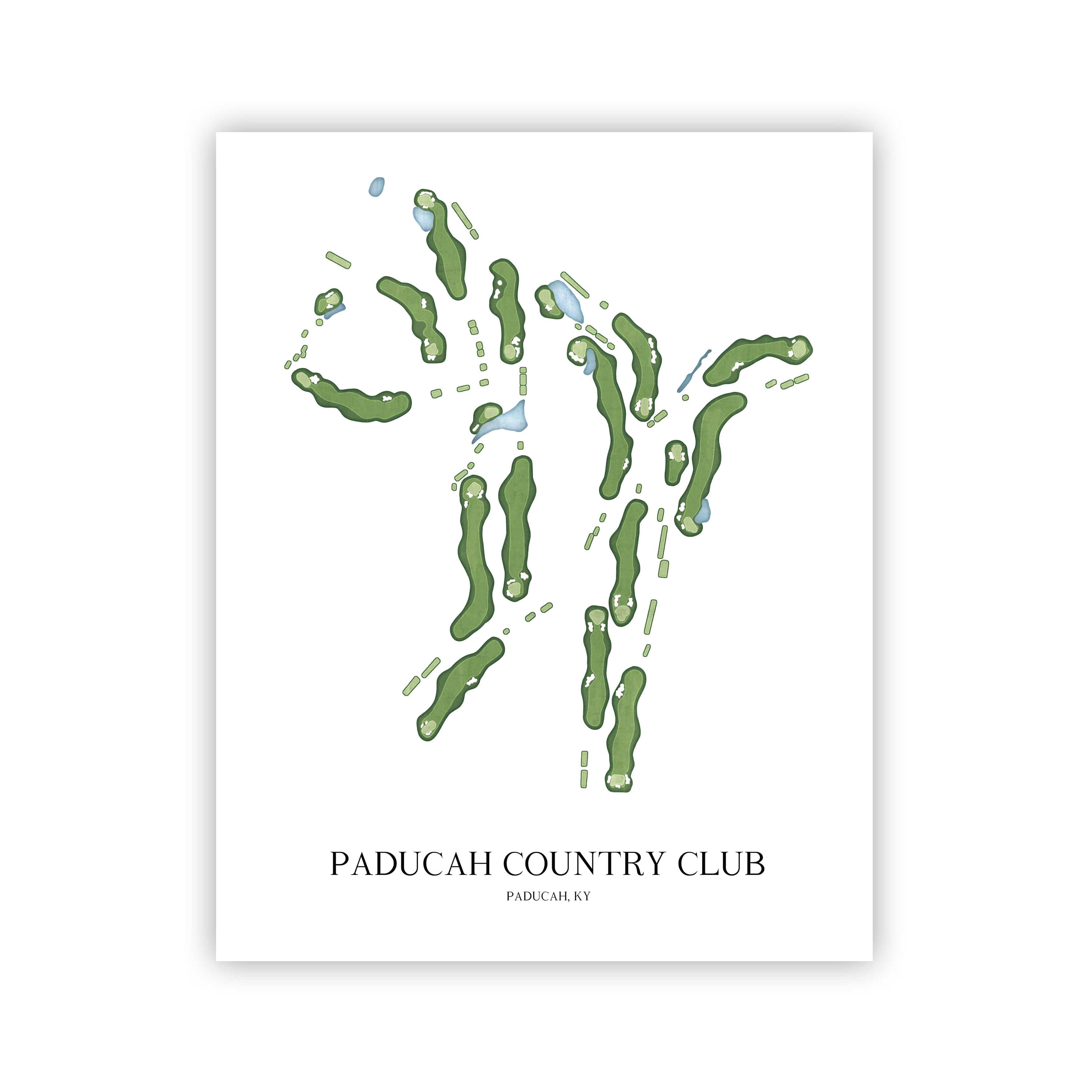 The 19th Hole Golf Shop - Golf Course Prints - Paducah Country Club Golf Course Map Golf Map
