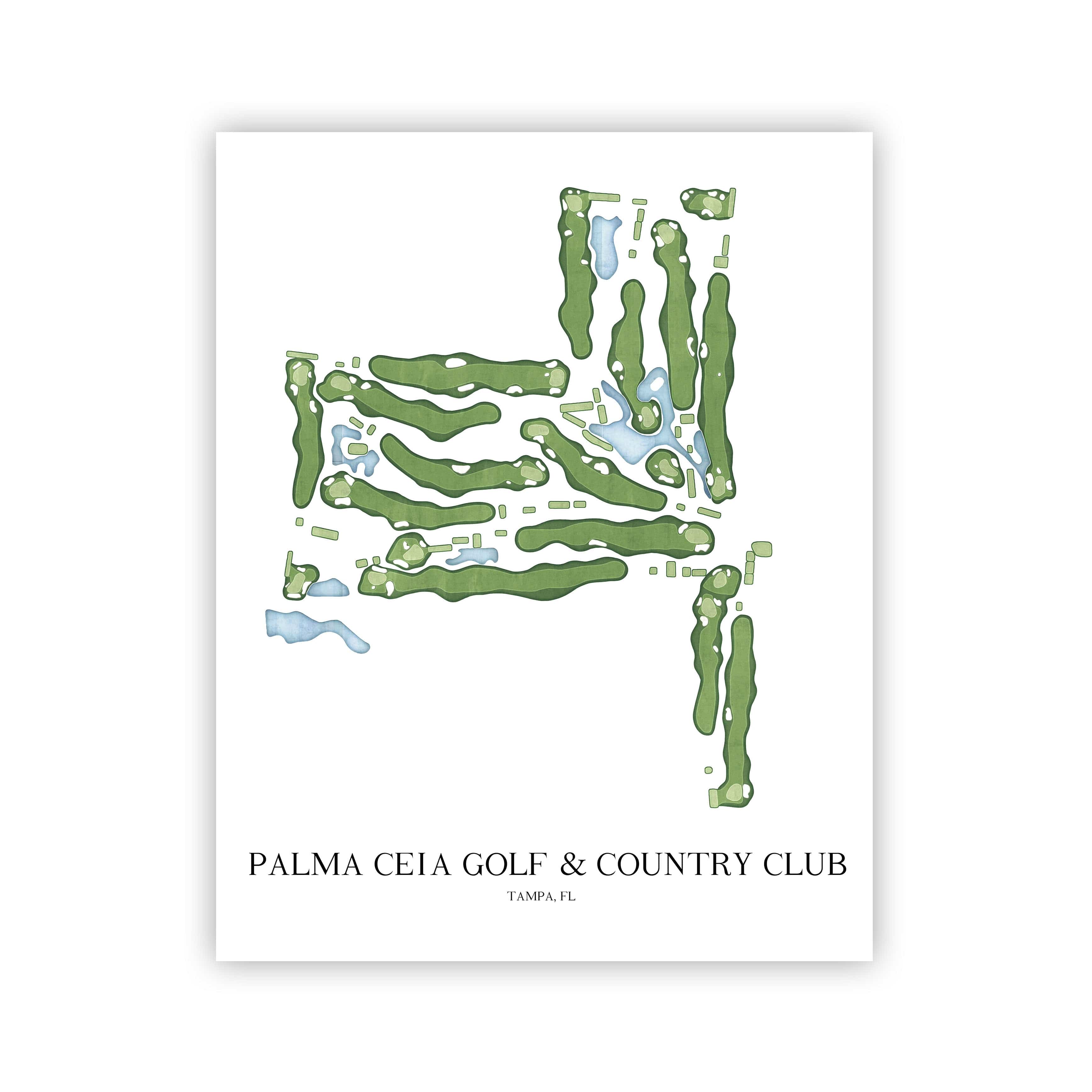 The 19th Hole Golf Shop - Golf Course Prints - Palma Ceia Golf and Country Club Golf Course Map Golf Map