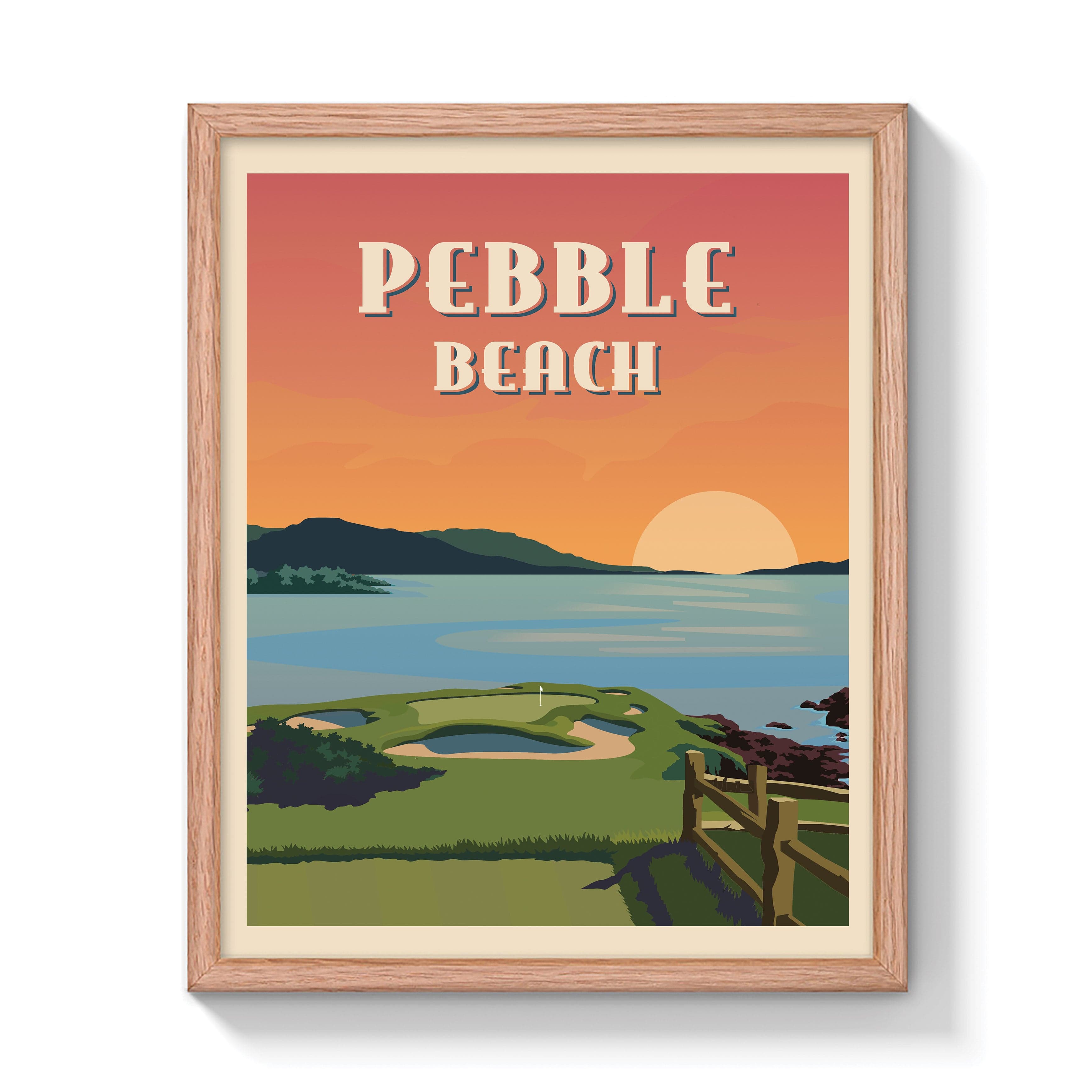 The 19th Hole Golf Shop - Golf Course Prints - Pebble Beach - Hole 7 Golf Course Map Golf Map