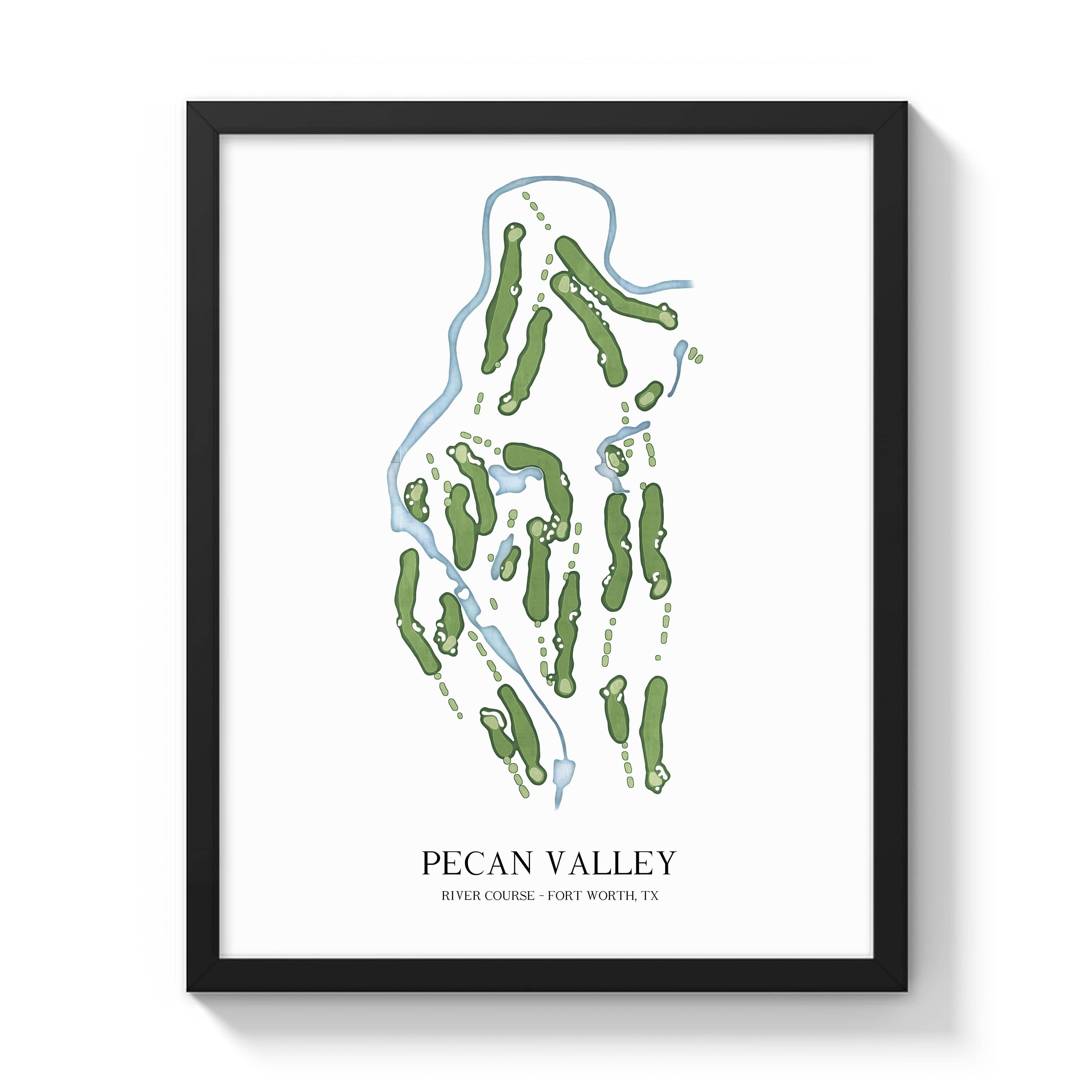 The 19th Hole Golf Shop - Golf Course Prints - Pecan Valley - River Course Golf Course Map Golf Map