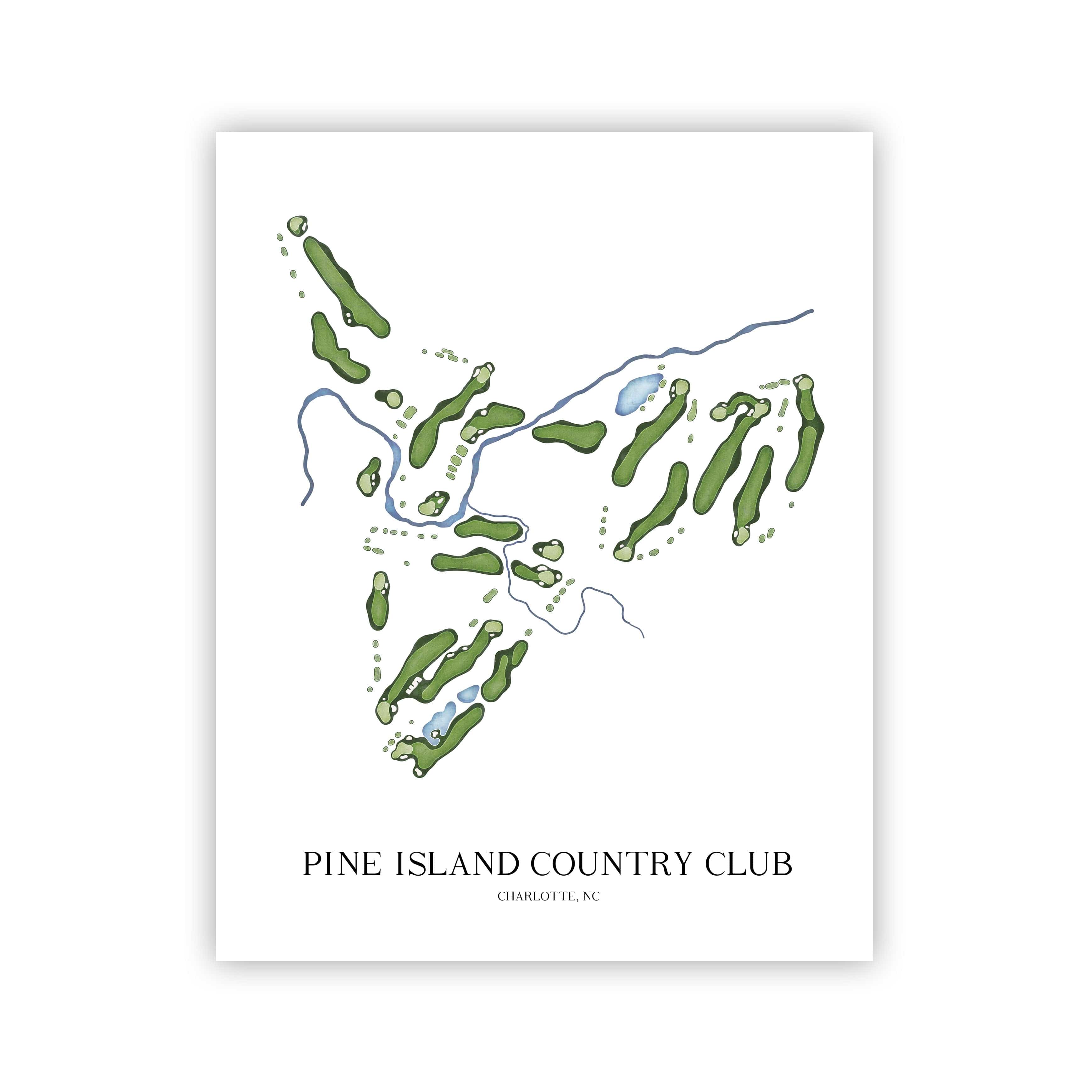 The 19th Hole Golf Shop - Golf Course Prints - Pine Island Country Club Golf Course Map Golf Map