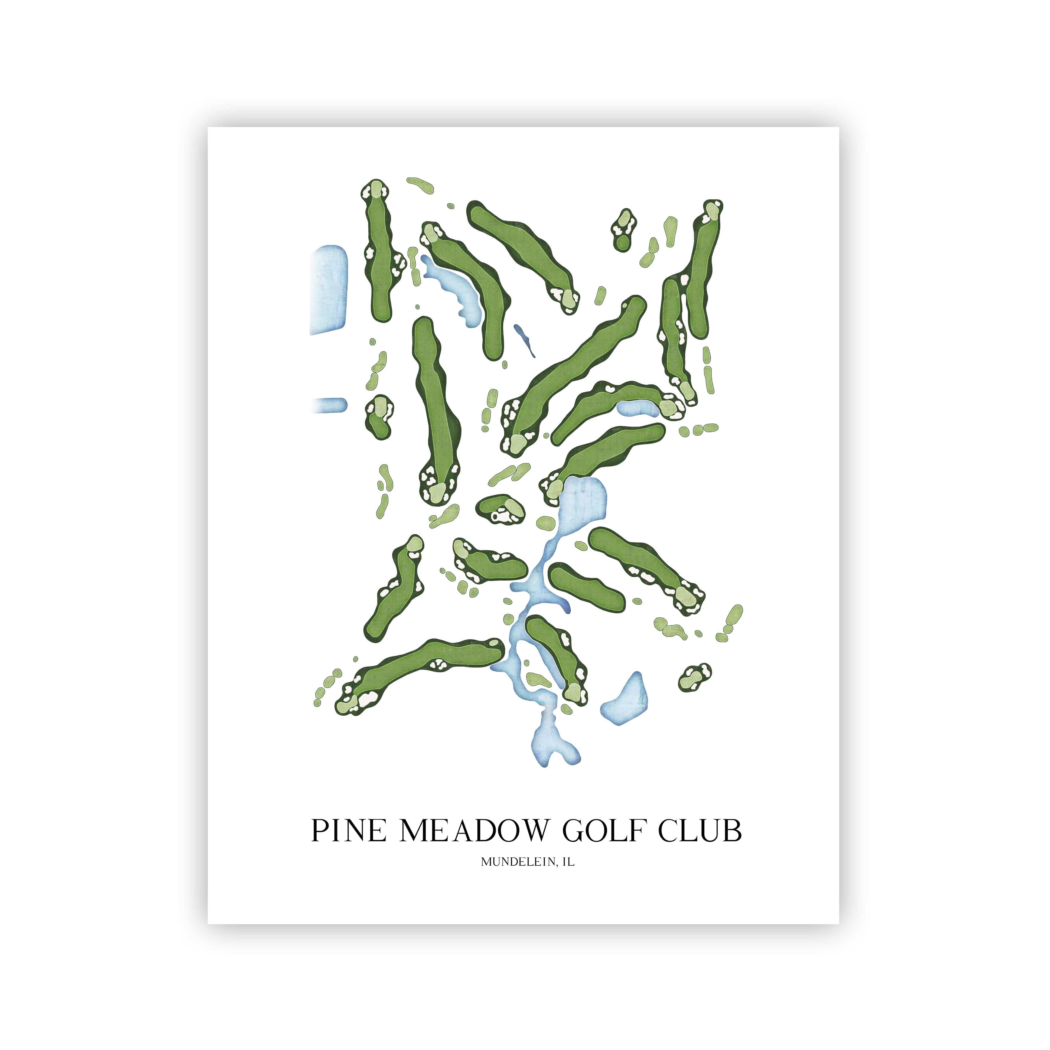 The 19th Hole Golf Shop - Golf Course Prints - Pine Meadow Golf Club Golf Course Map Golf Map