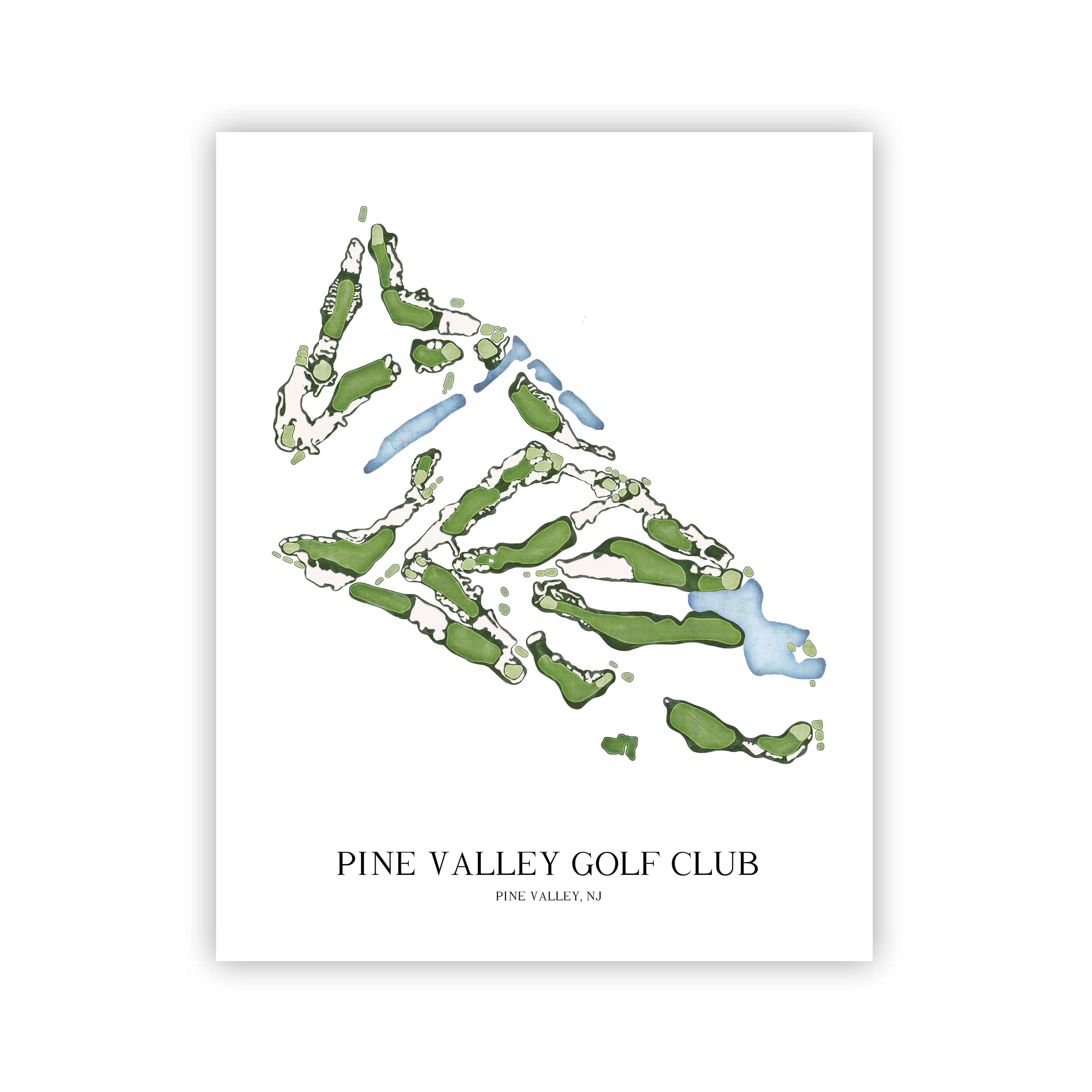 The 19th Hole Golf Shop - Golf Course Prints - Pine Valley Golf Club Golf Course Map Golf Map