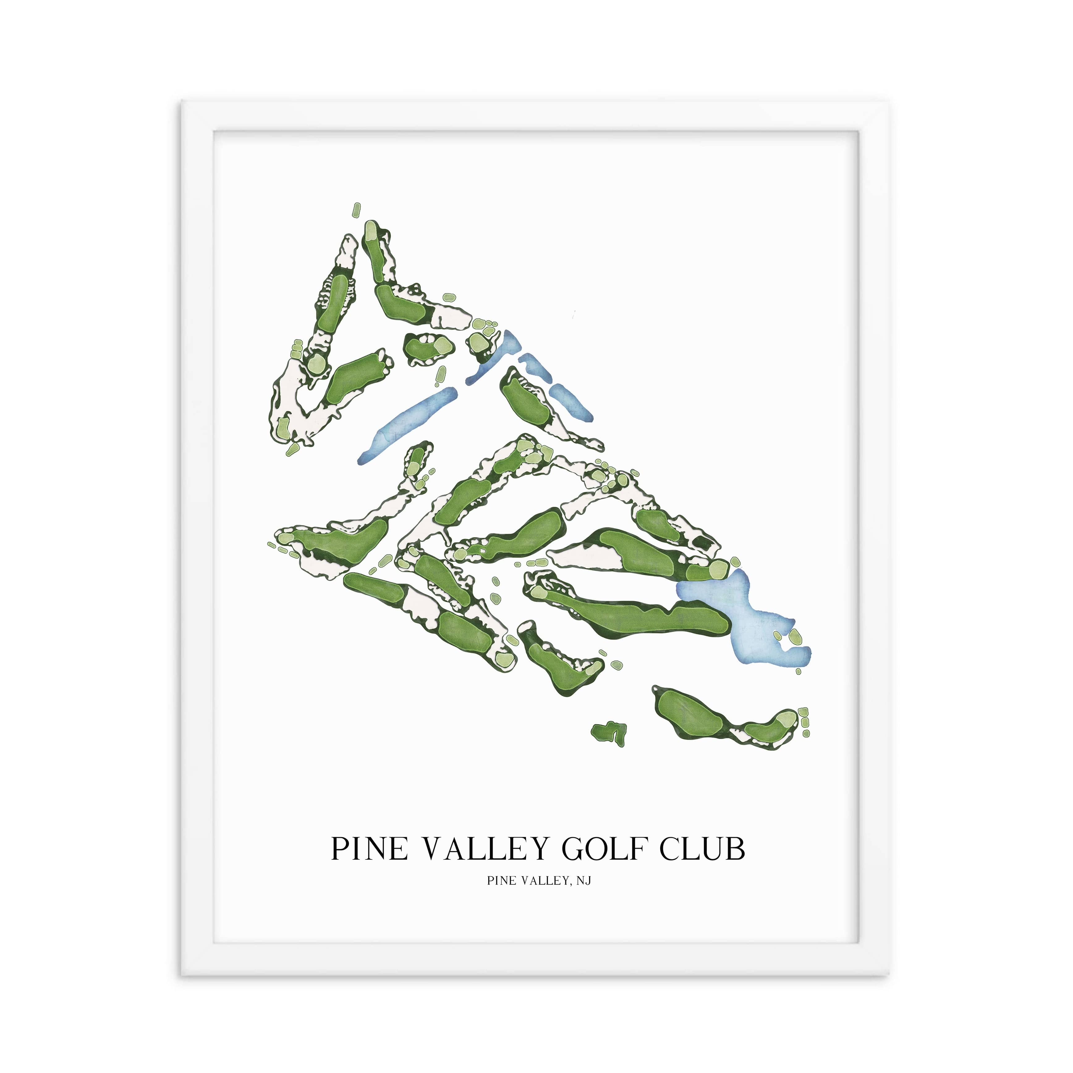 The 19th Hole Golf Shop - Golf Course Prints - Pine Valley Golf Club Golf Course Map Golf Map