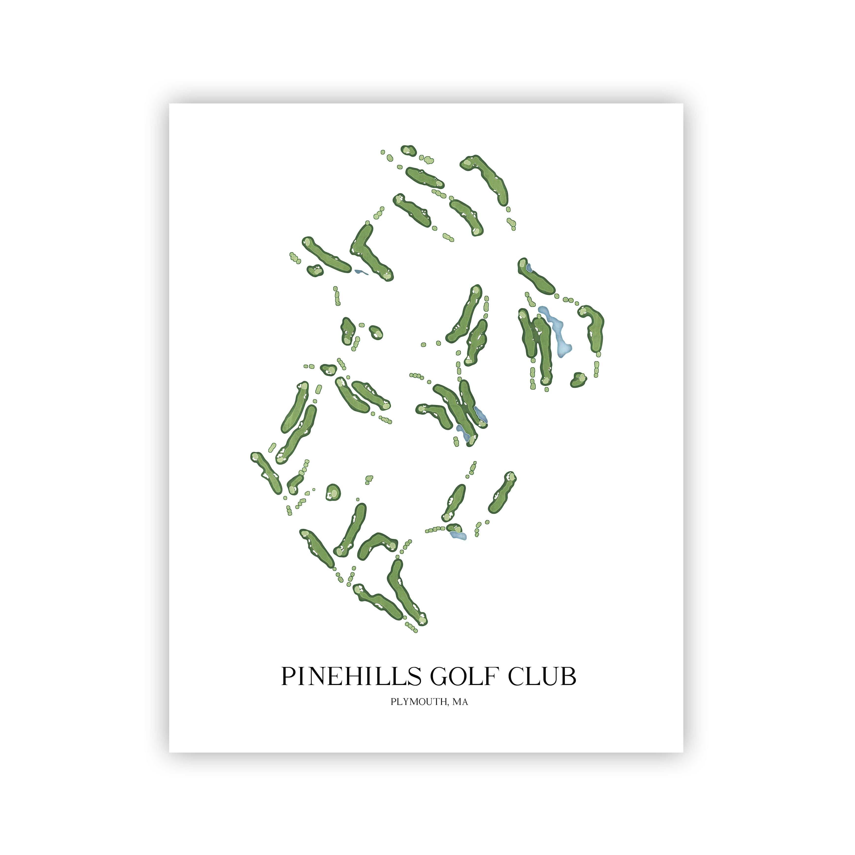The 19th Hole Golf Shop - Golf Course Prints - Pinehills Golf Club Golf Course Map Golf Map
