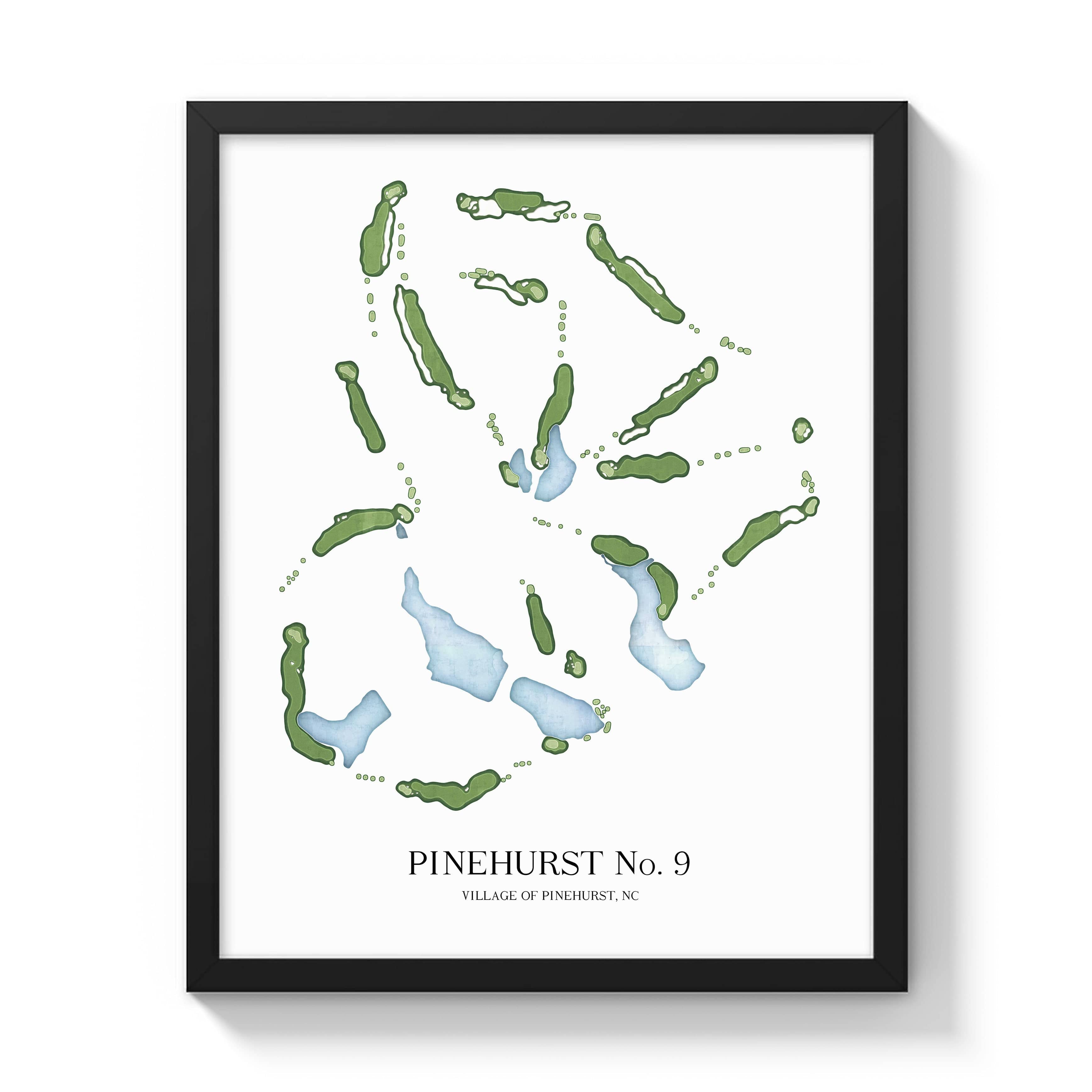 The 19th Hole Golf Shop - Golf Course Prints - Pinehurst No 9 Golf Course Map Golf Map