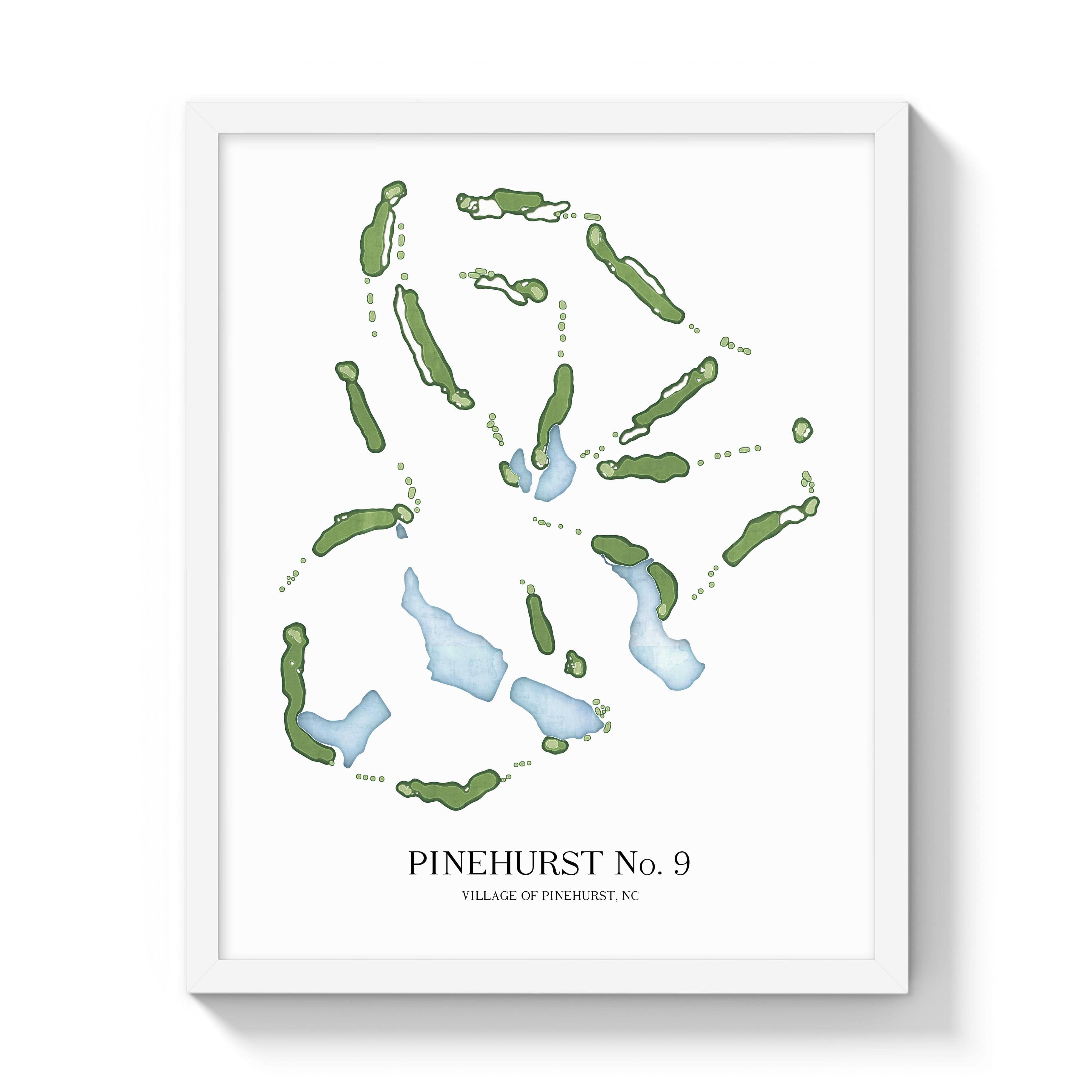 The 19th Hole Golf Shop - Golf Course Prints - Pinehurst No 9 Golf Course Map Golf Map