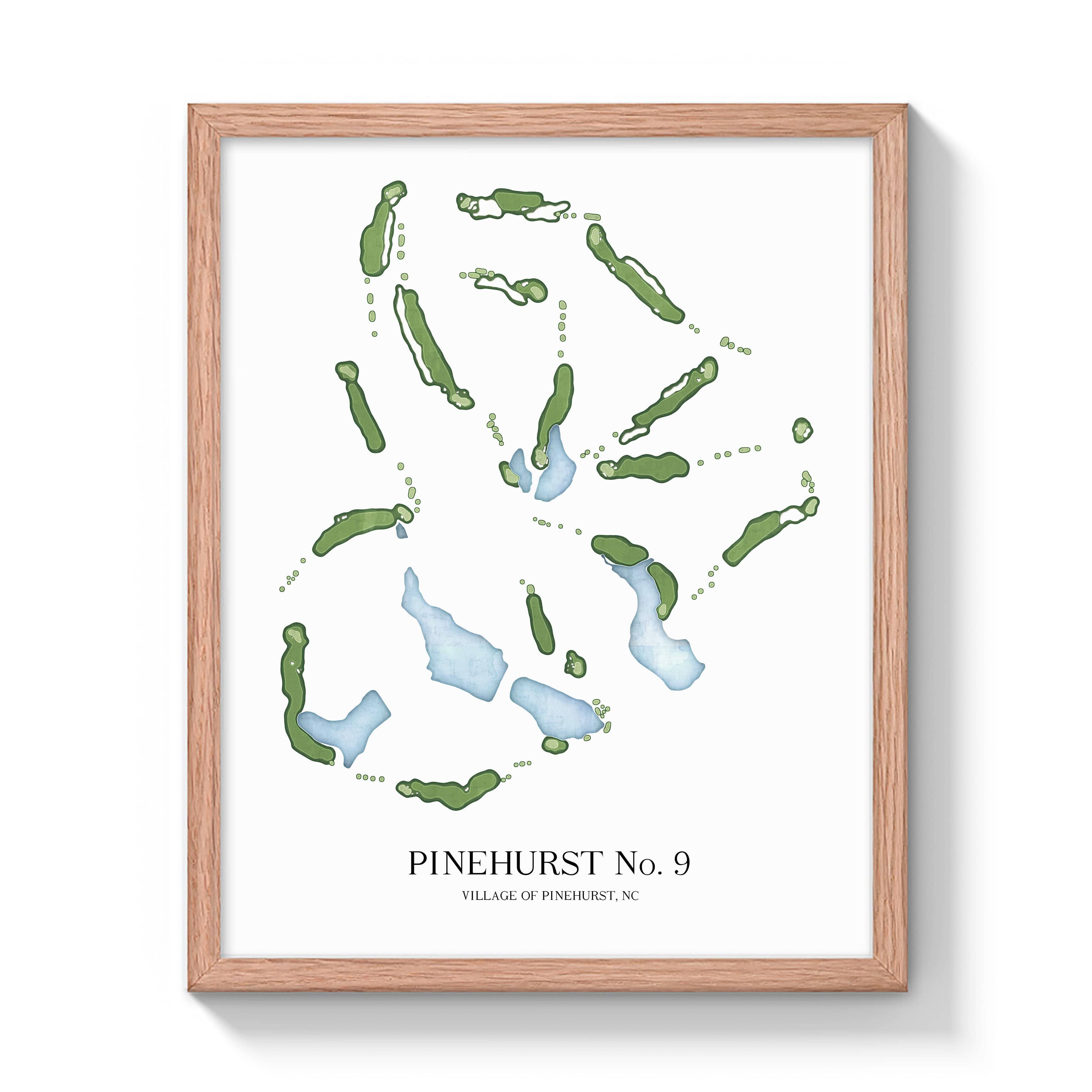 The 19th Hole Golf Shop - Golf Course Prints - Pinehurst No 9 Golf Course Map Golf Map