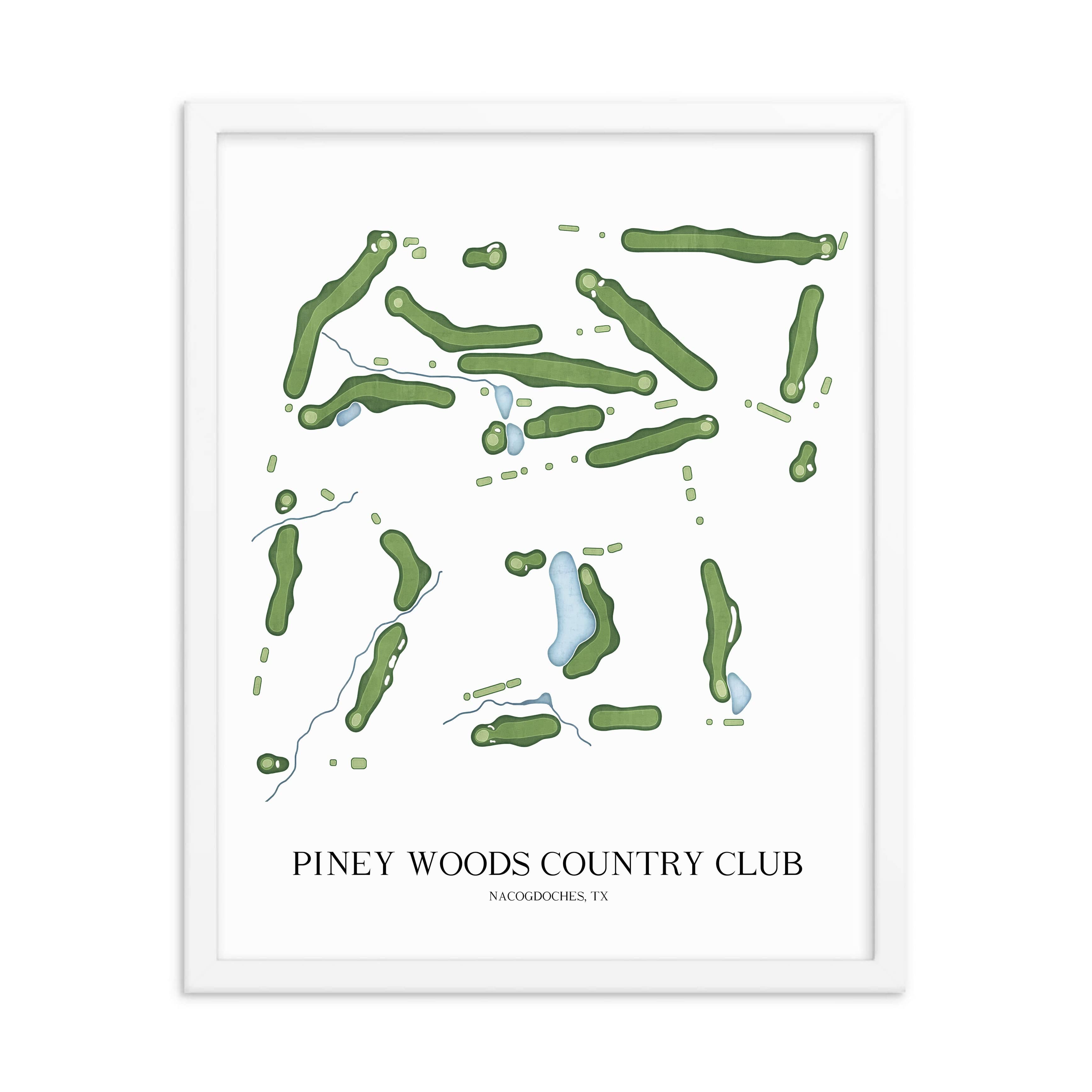 The 19th Hole Golf Shop - Golf Course Prints - Piney Woods Country Club Golf Course Map Golf Map