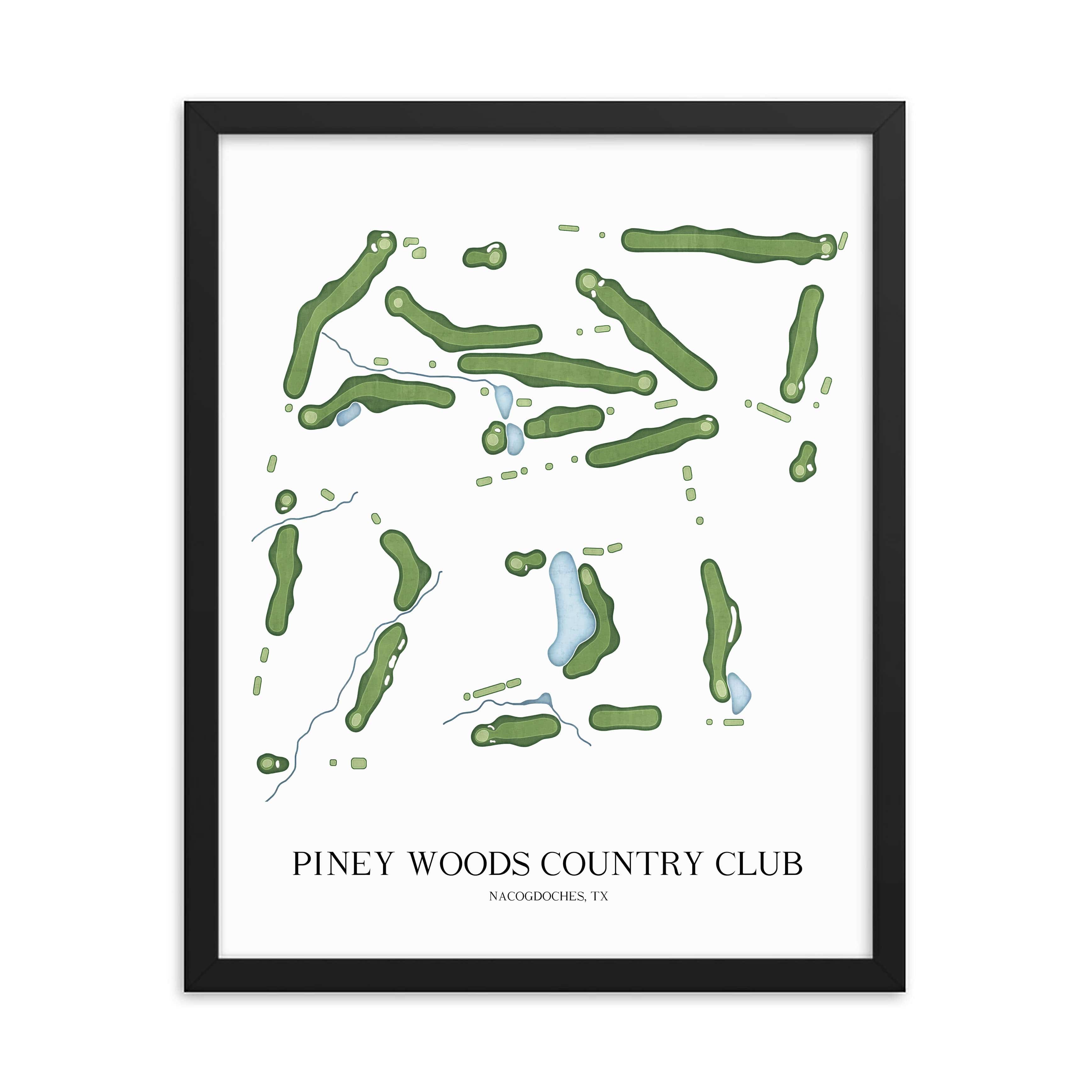 The 19th Hole Golf Shop - Golf Course Prints - Piney Woods Country Club Golf Course Map Golf Map
