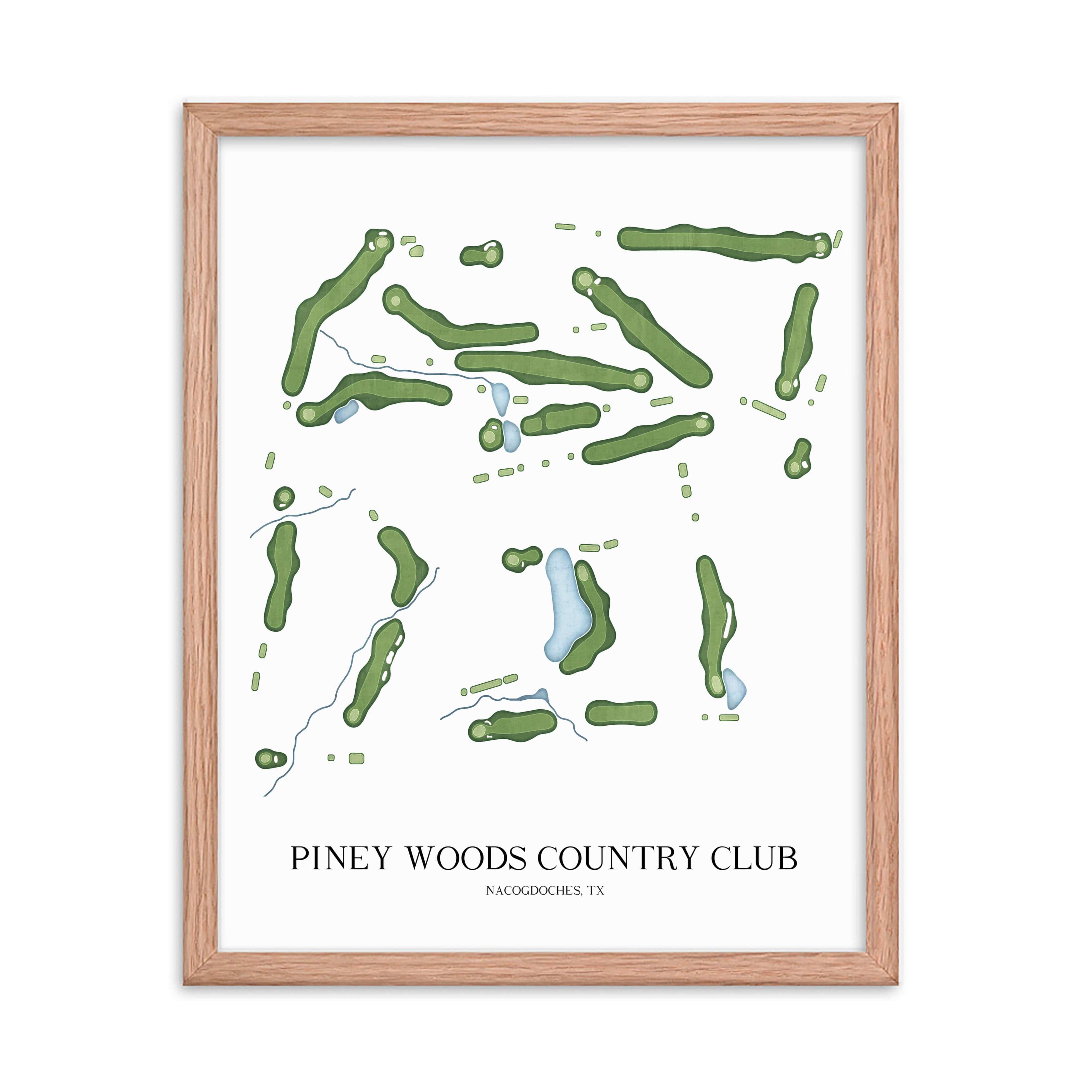 The 19th Hole Golf Shop - Golf Course Prints - Piney Woods Country Club Golf Course Map Golf Map